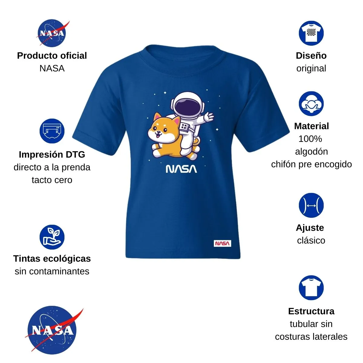 Playera Nios Nasa Perro Astronauta