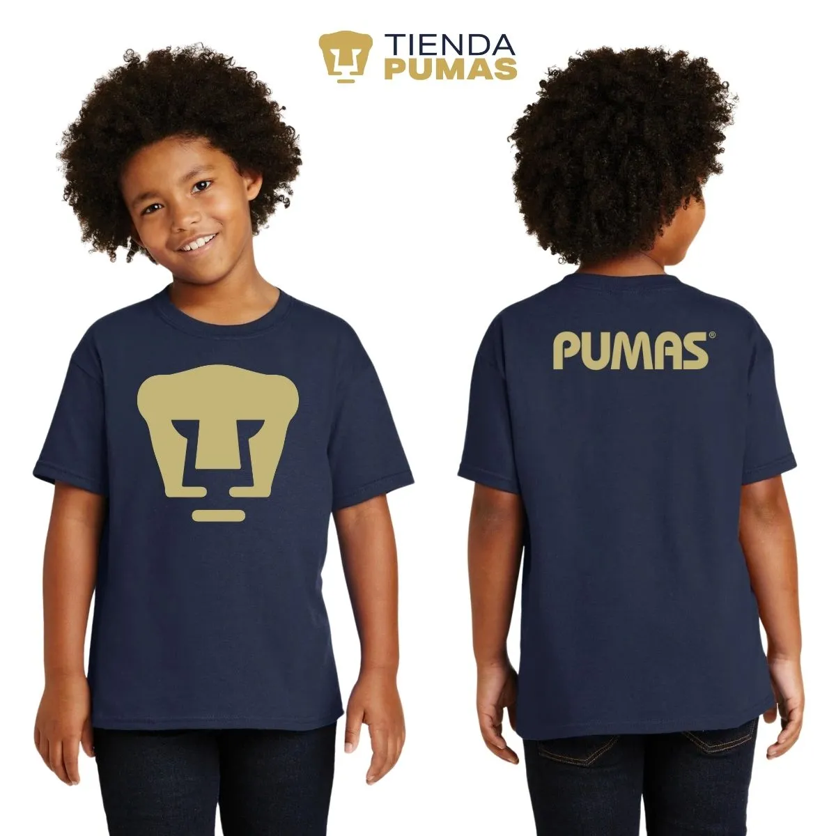 Playera Nios Pumas UNAM Logo Dorado