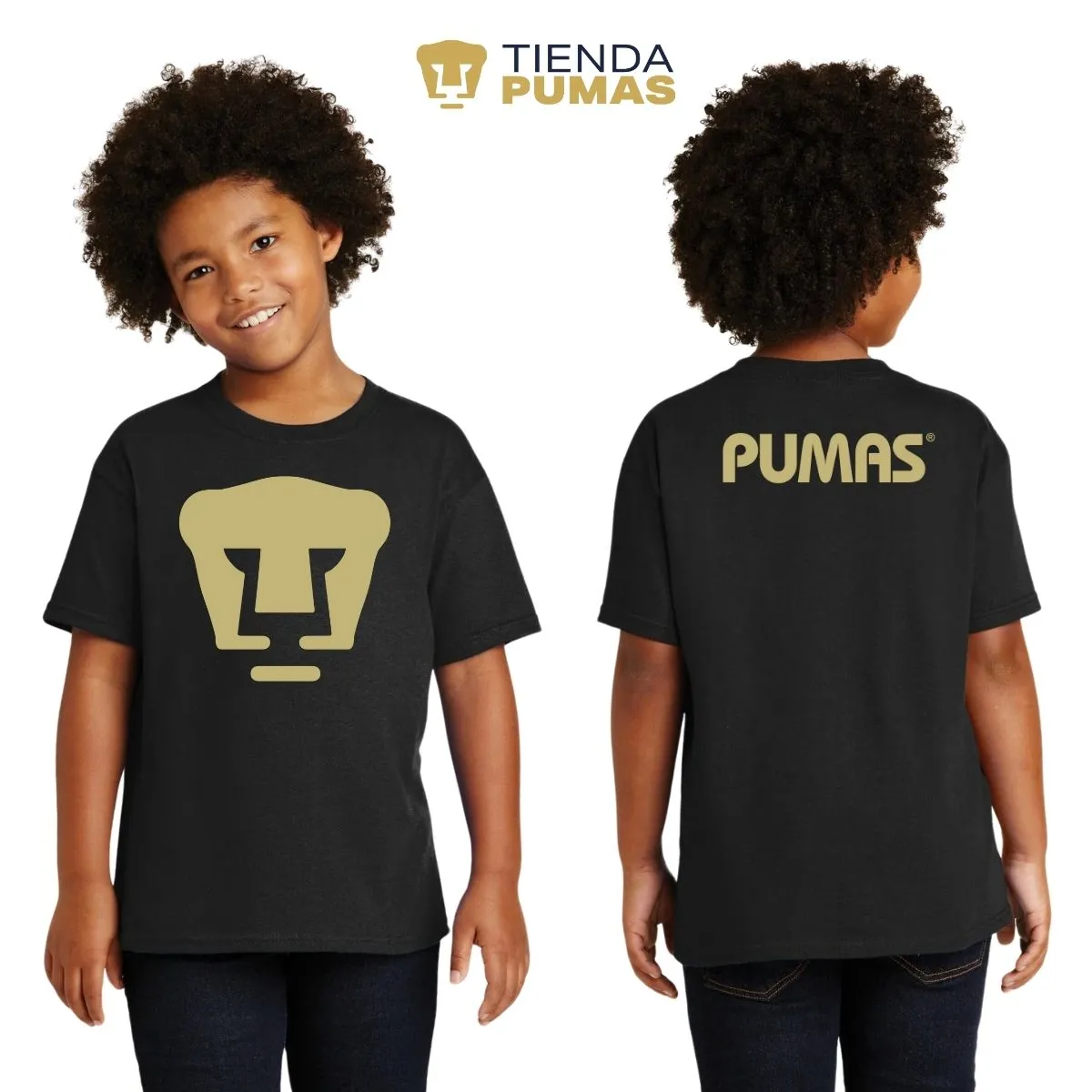 Playera Nios Pumas UNAM Logo Dorado