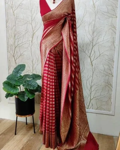 Pure Soft Khadi Georgette Silk Zari Work Saree