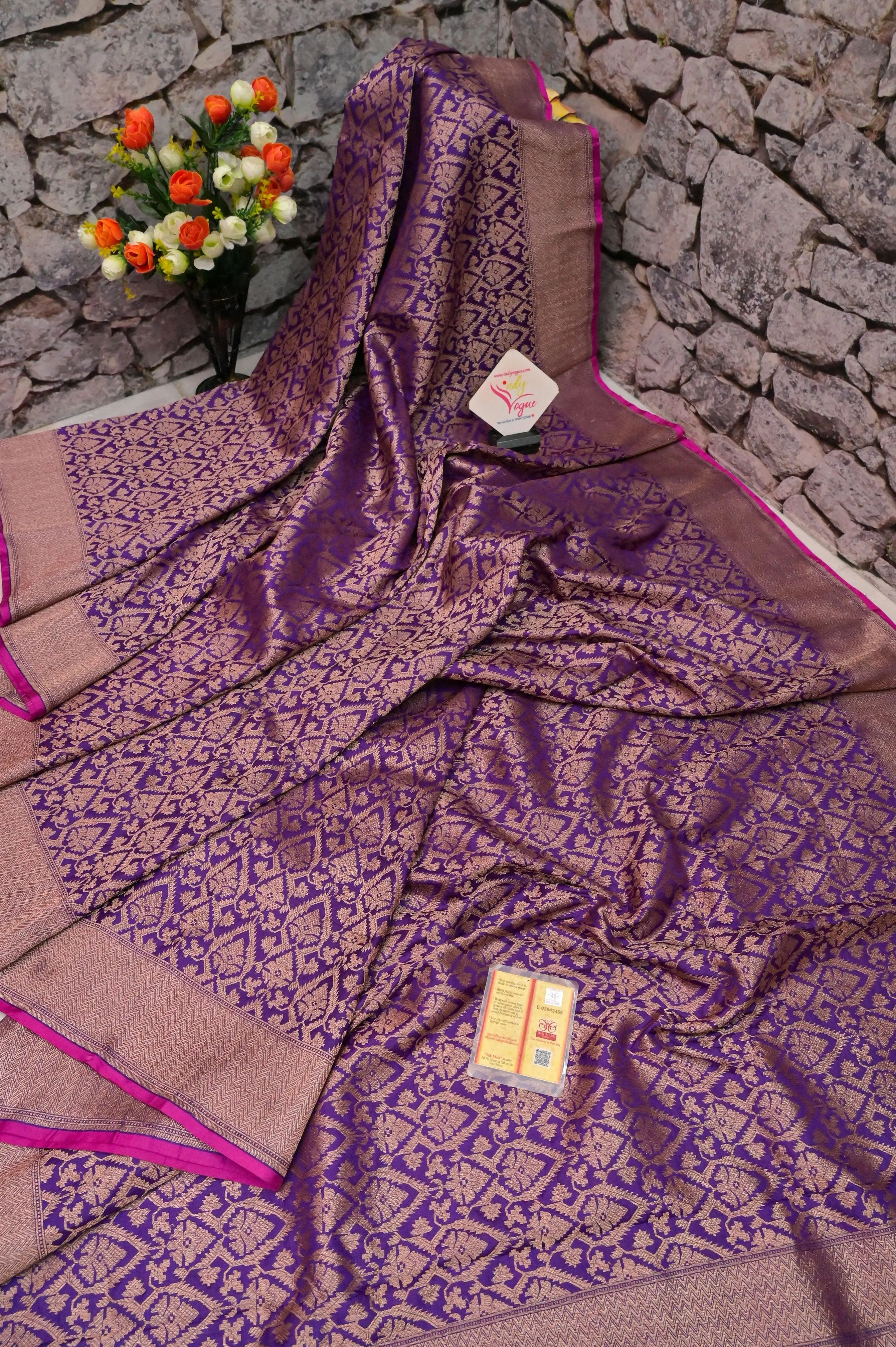 Purple Color Pure Katan Banarasi Saree with Brocade Work