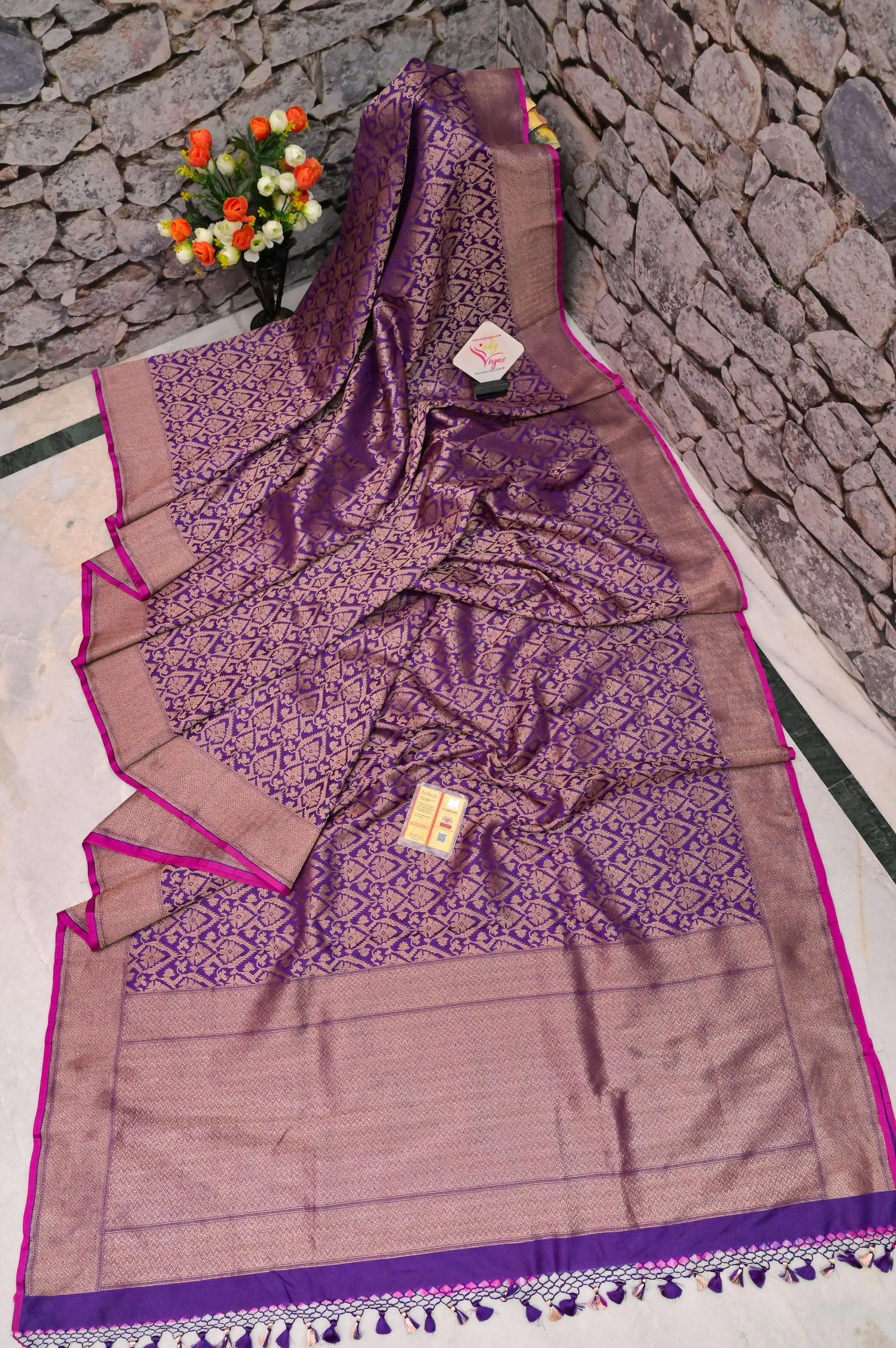 Purple Color Pure Katan Banarasi Saree with Brocade Work