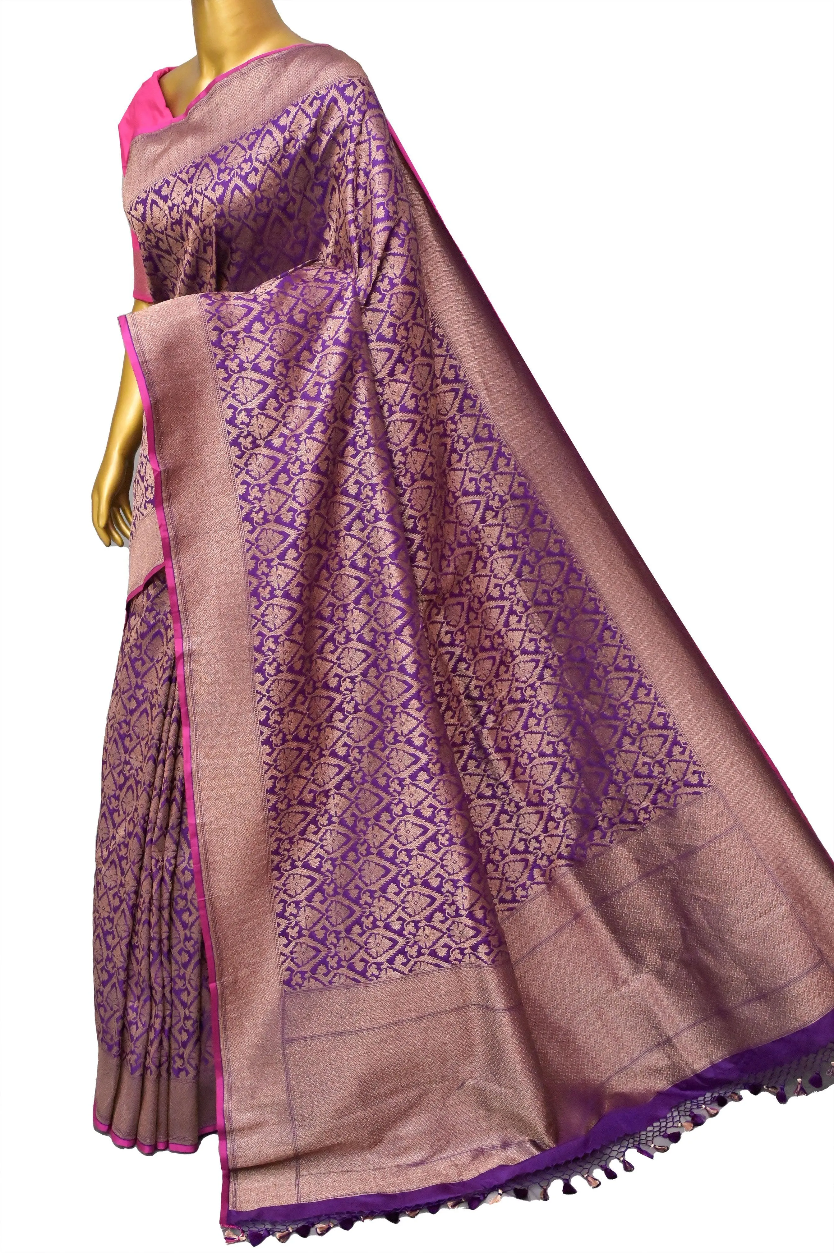 Purple Color Pure Katan Banarasi Saree with Brocade Work