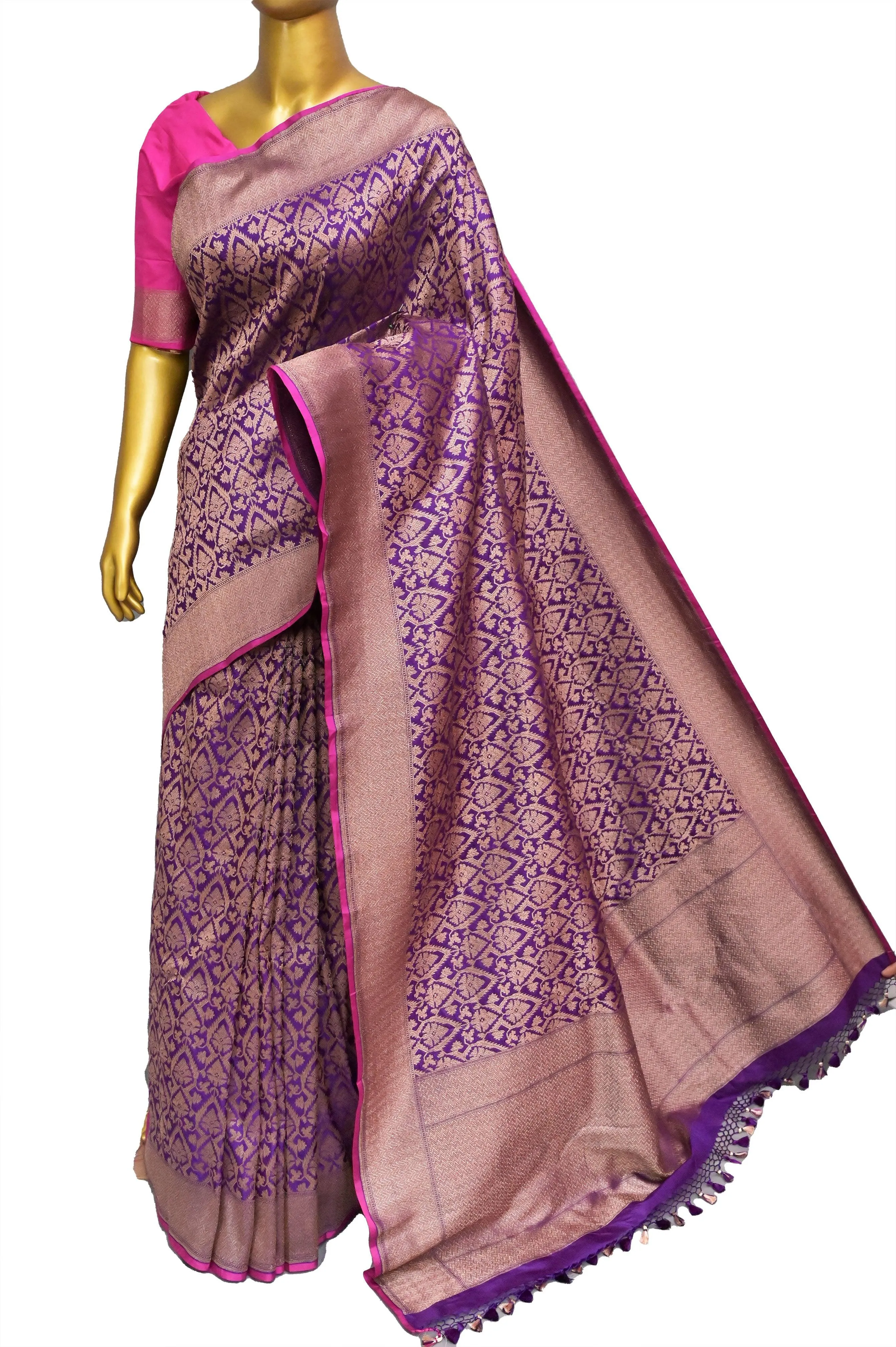 Purple Color Pure Katan Banarasi Saree with Brocade Work