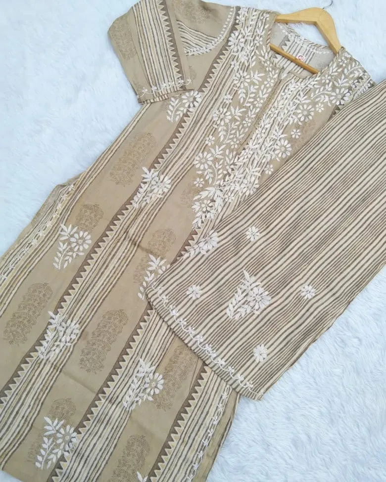 Rahi Slub Cotton Chikankari Co-ord Set