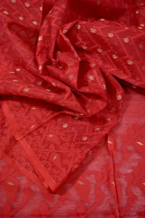 Red Color Jamdani Saree with Allover Work