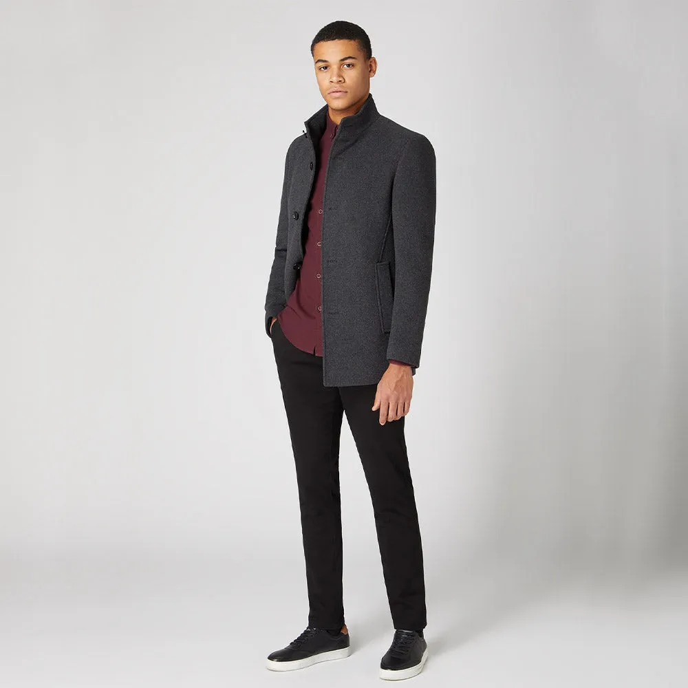 Remus Uomo Wool-Rich Overcoat | Charcoal