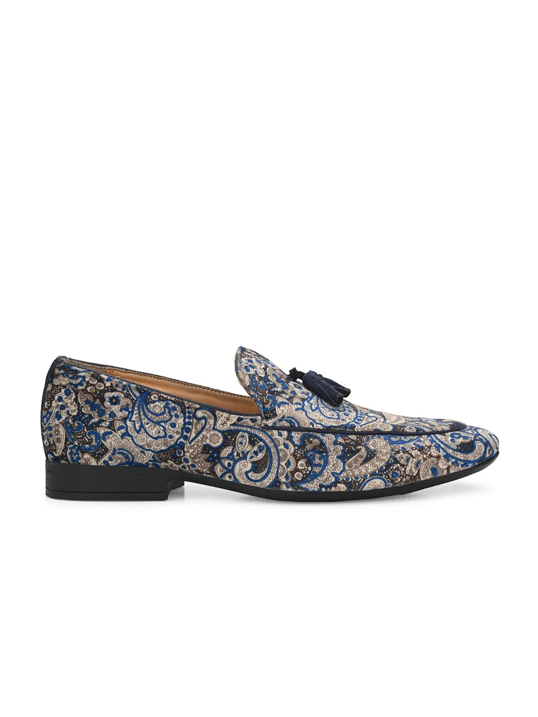 Royal Blue Paisley Tassel Loafers