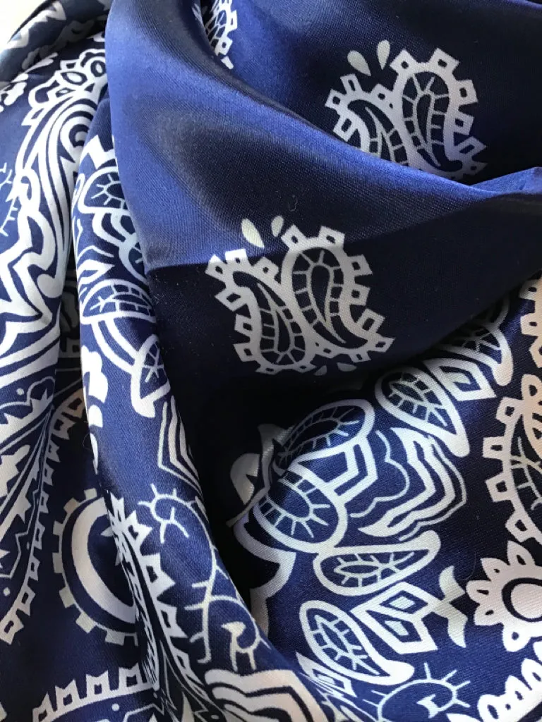 Royal Blue Paisley Wild Rag Scarf