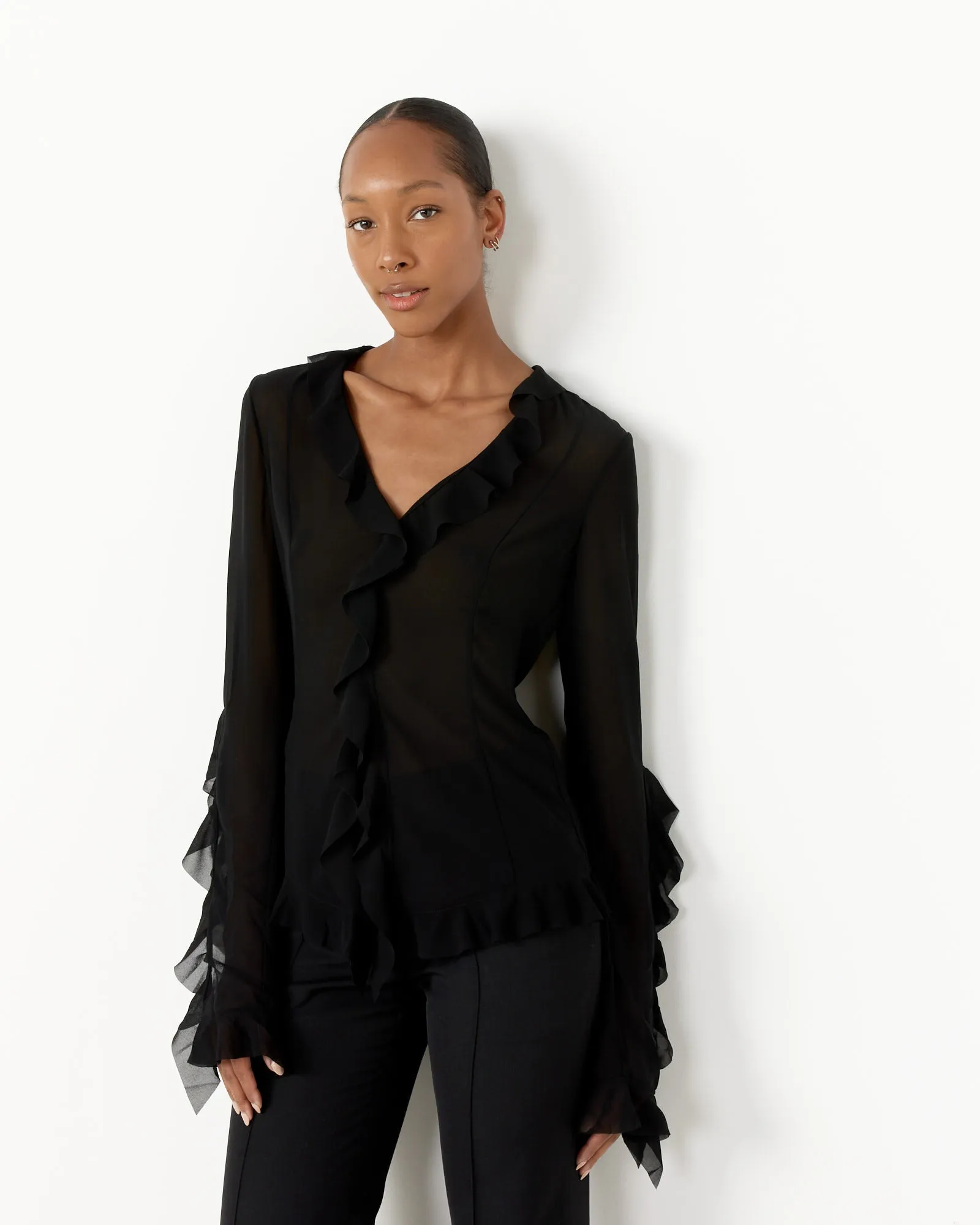 Ruffle Blouse in Black