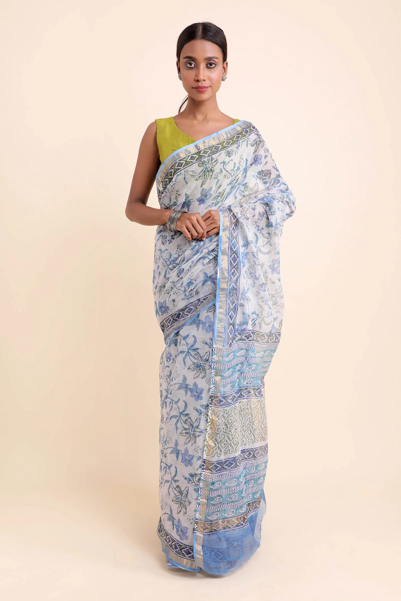 Shiuli Kota Doria Handblock Saree