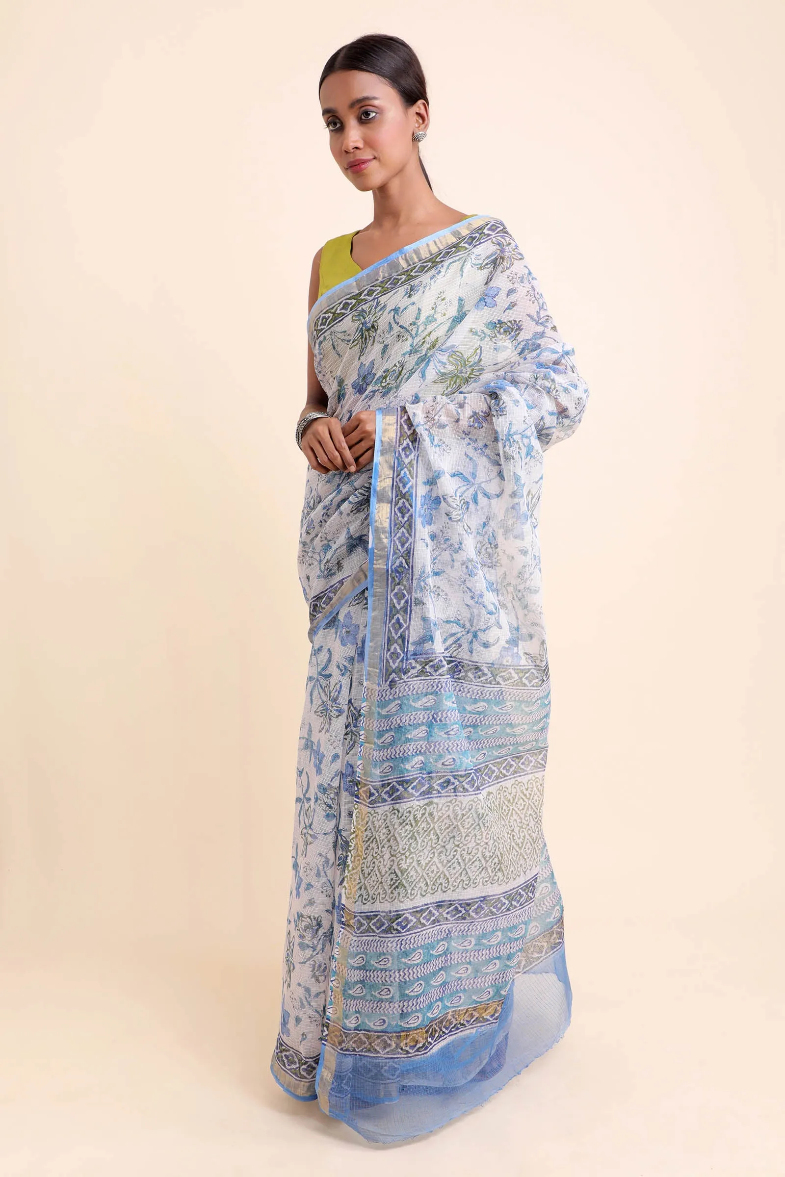 Shiuli Kota Doria Handblock Saree