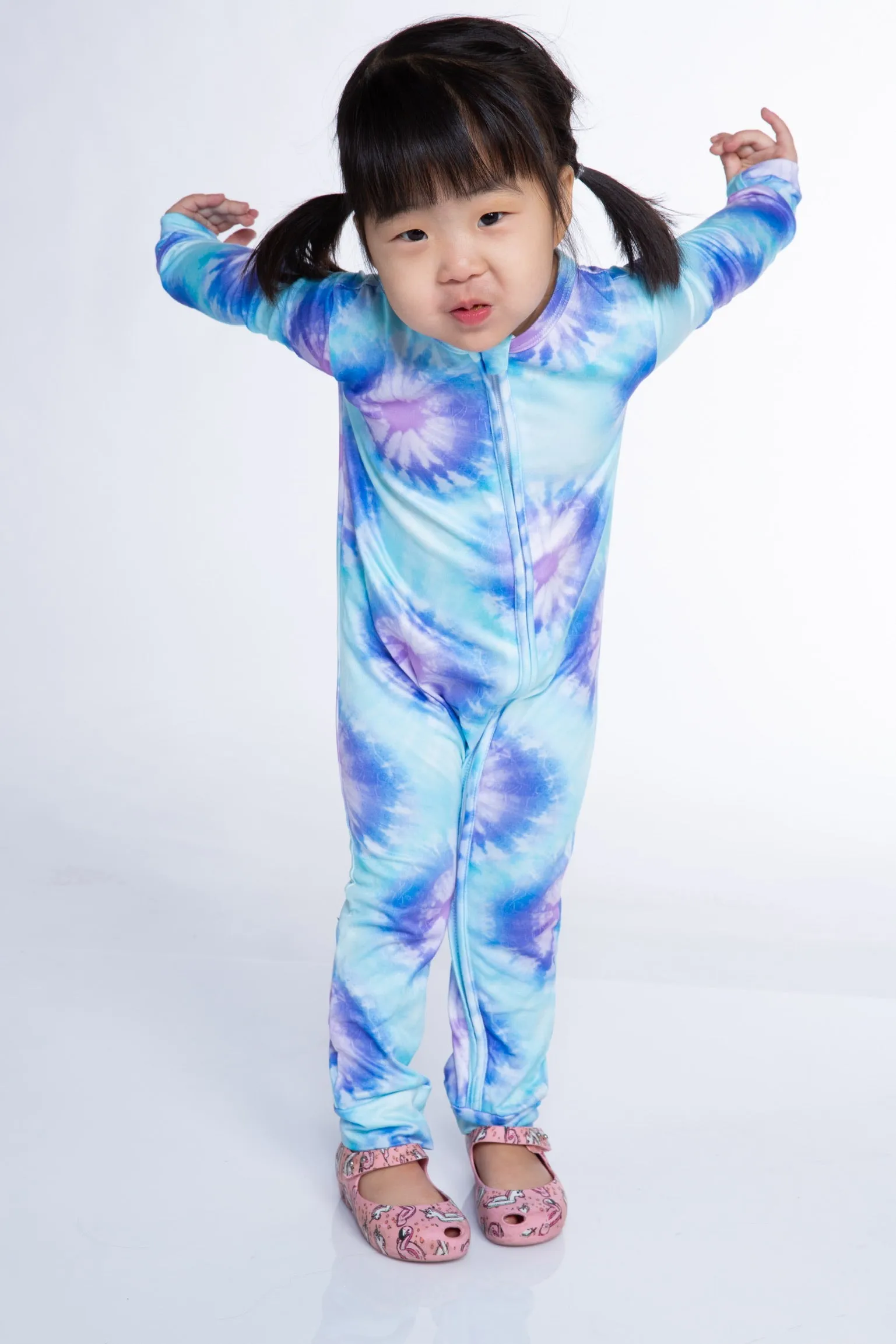 Simply Soft Footless Onesie - Lavender Aqua Tie Dye