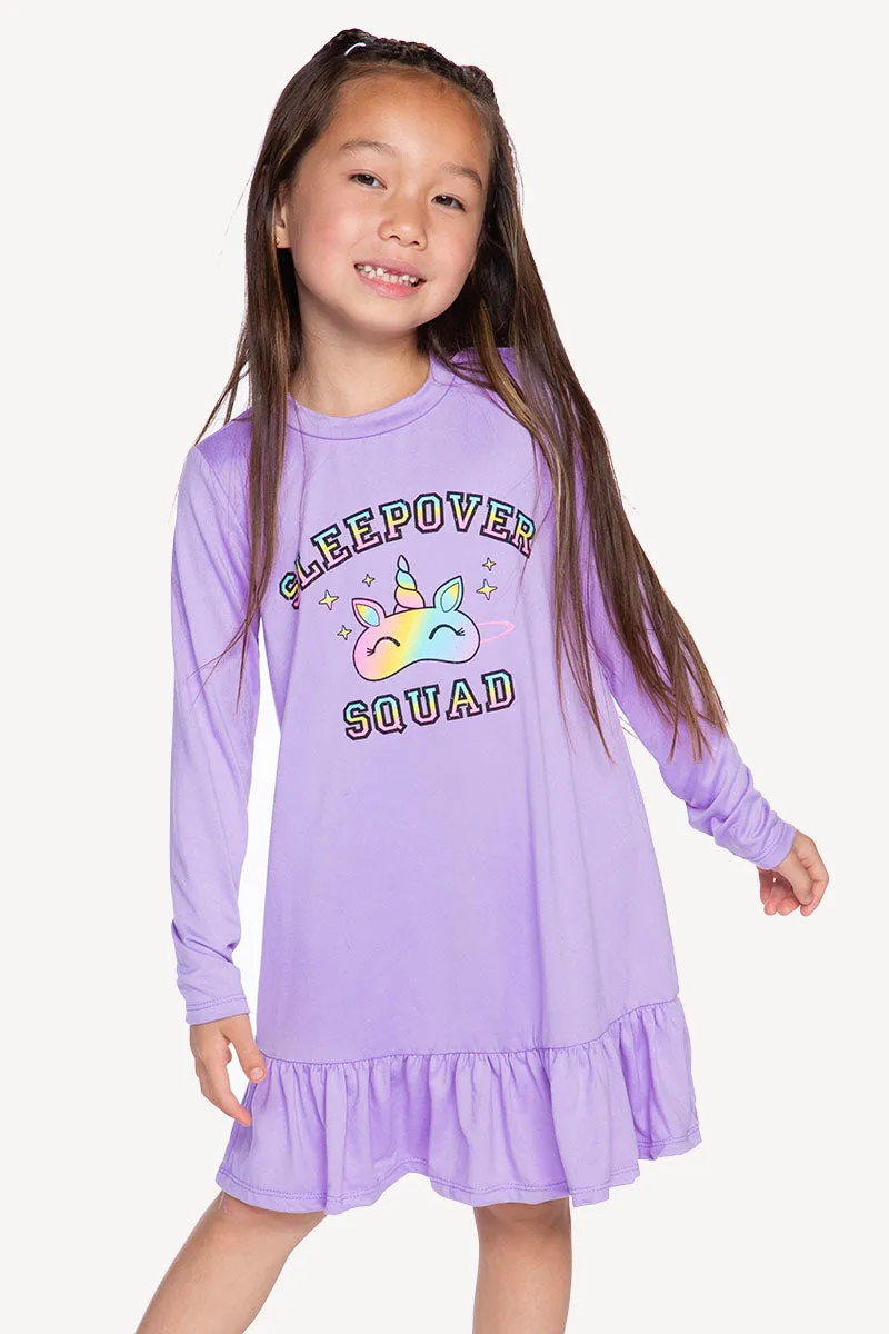 Simply Soft Long Sleeve Ruffle Nightgown - Lilac Sleepover Squad