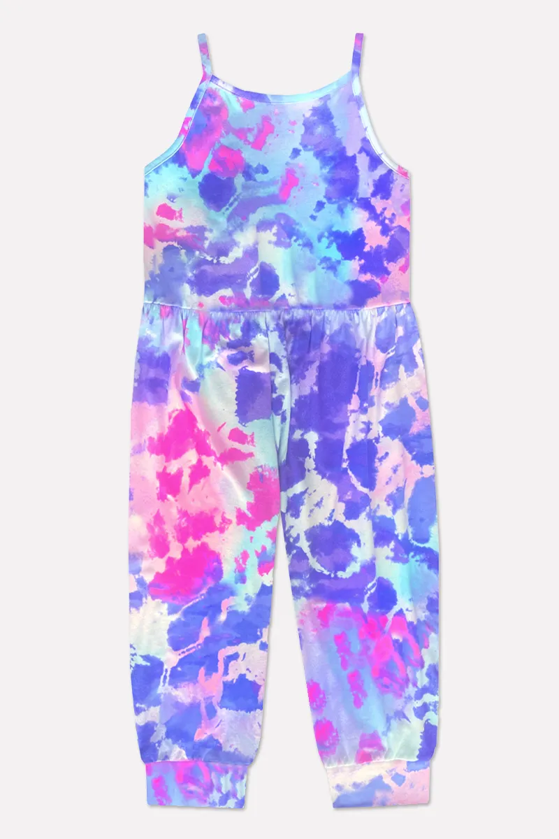 Simply Soft Strappy Tank Jumpsuit - Spring Watercolor Tie Dye