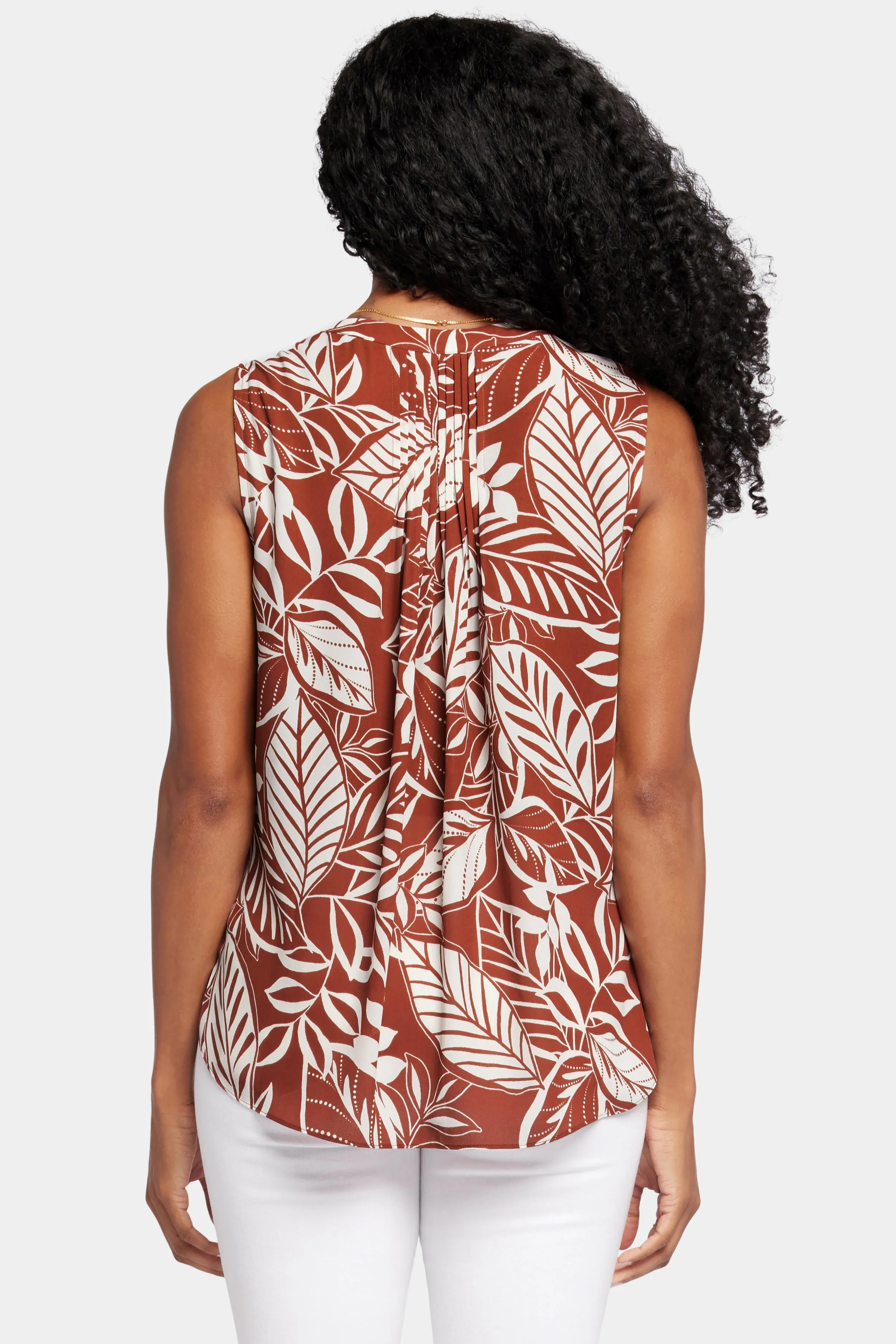 Sleeveless Pintuck Blouse Tropische Print | Arianna