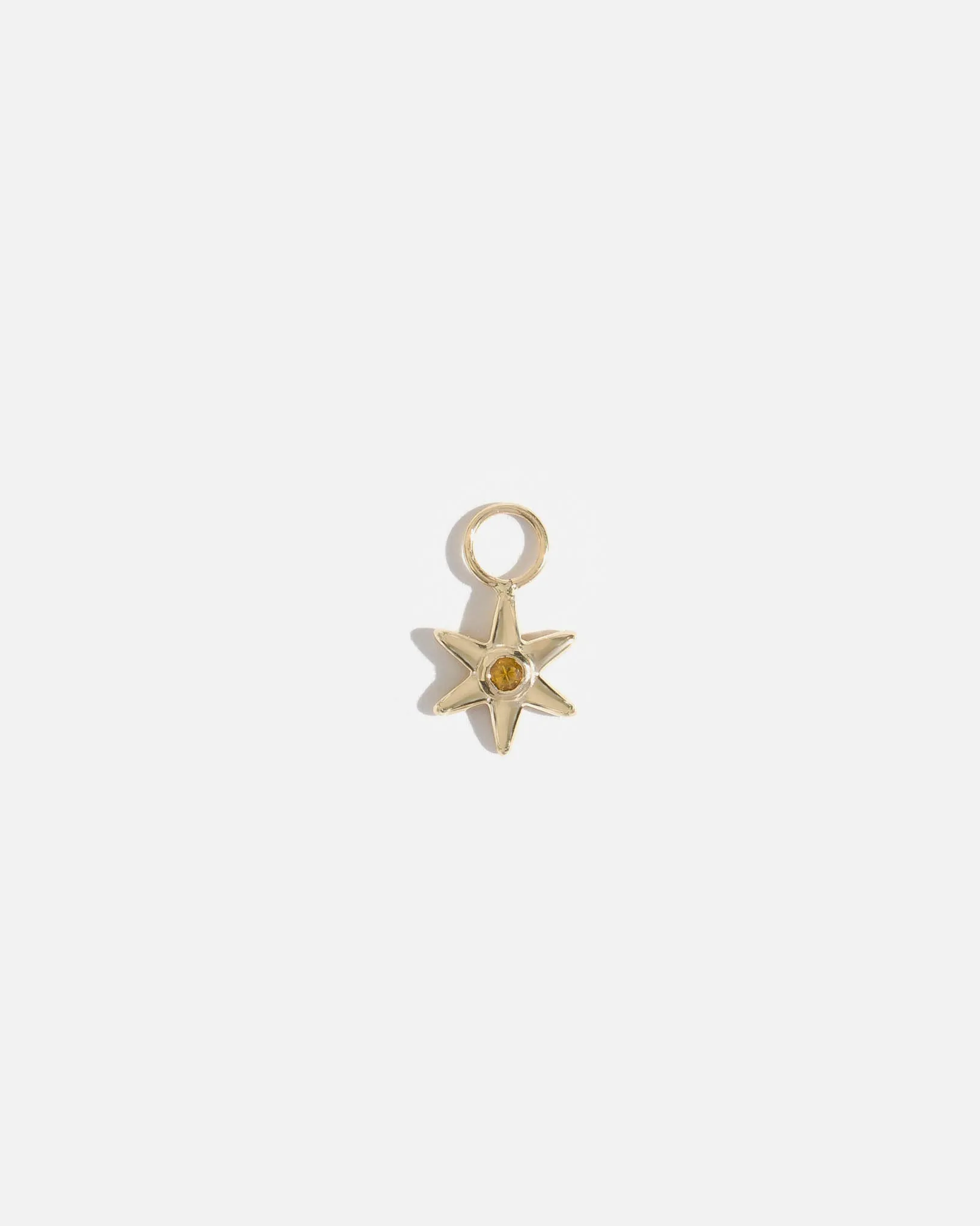 Star Charm for Hoops in Gold with Brazilian Citrine