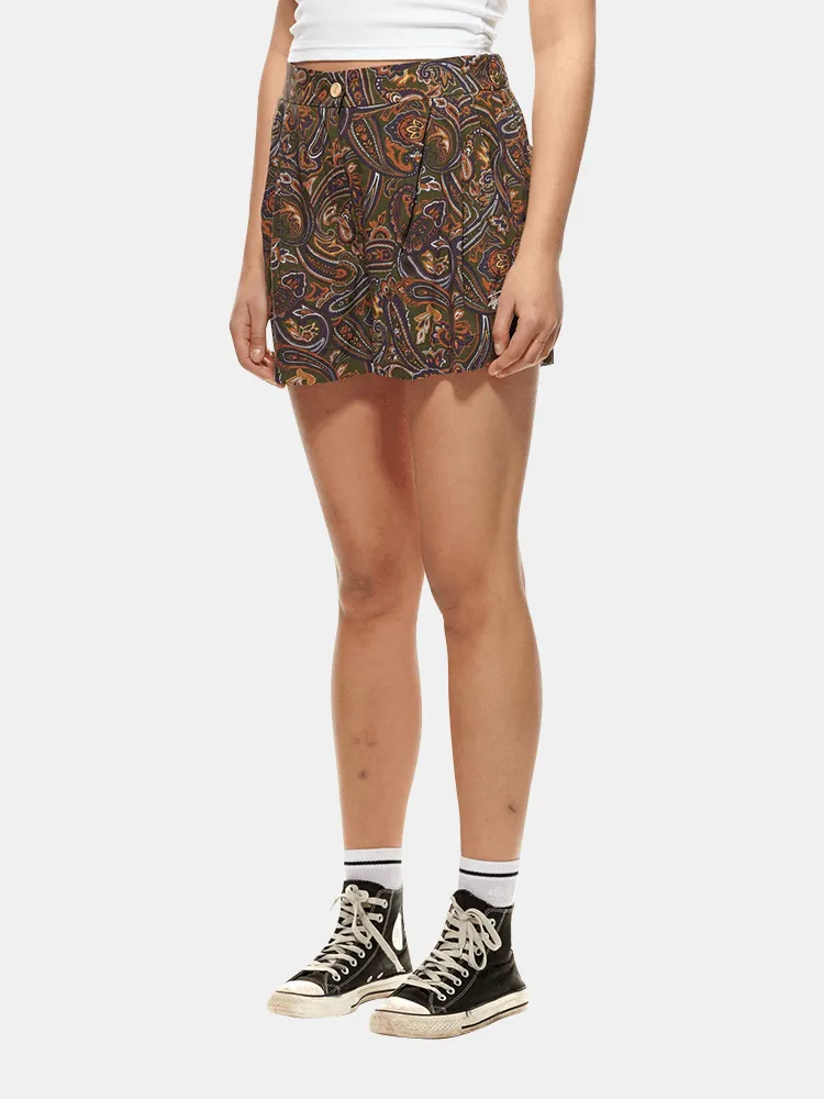 Stussy Paisley High Waisted Shorts - Khaki