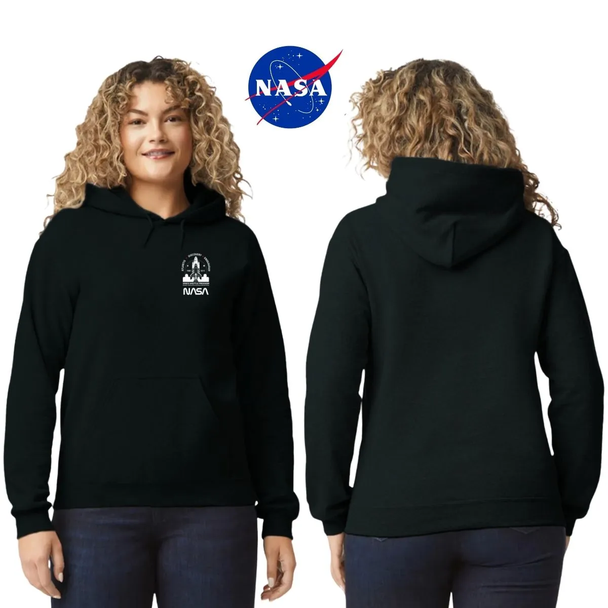 Sudadera Mujer Hoodie Nasa Cohete Espacial Escudo