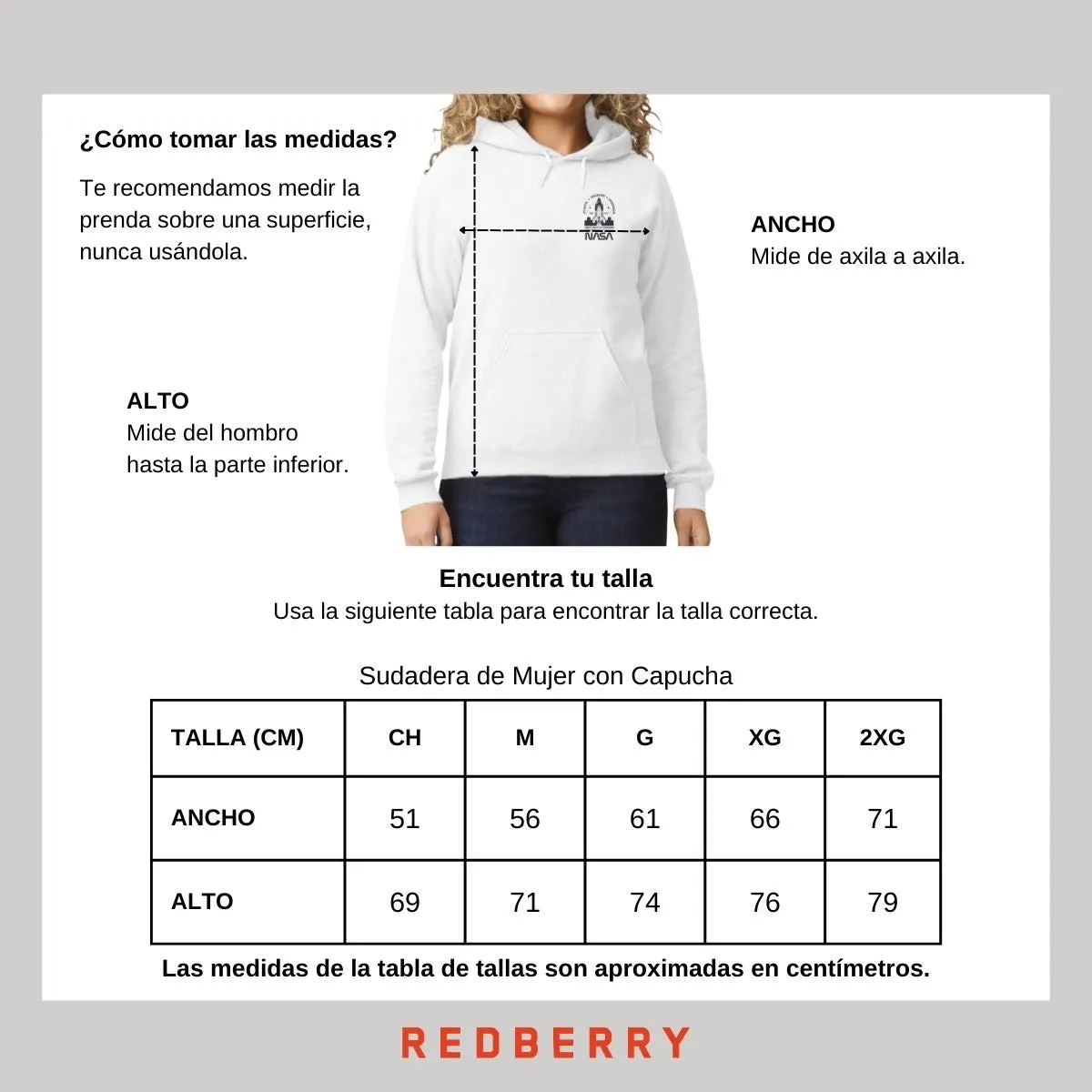 Sudadera Mujer Hoodie Nasa Cohete Espacial Escudo