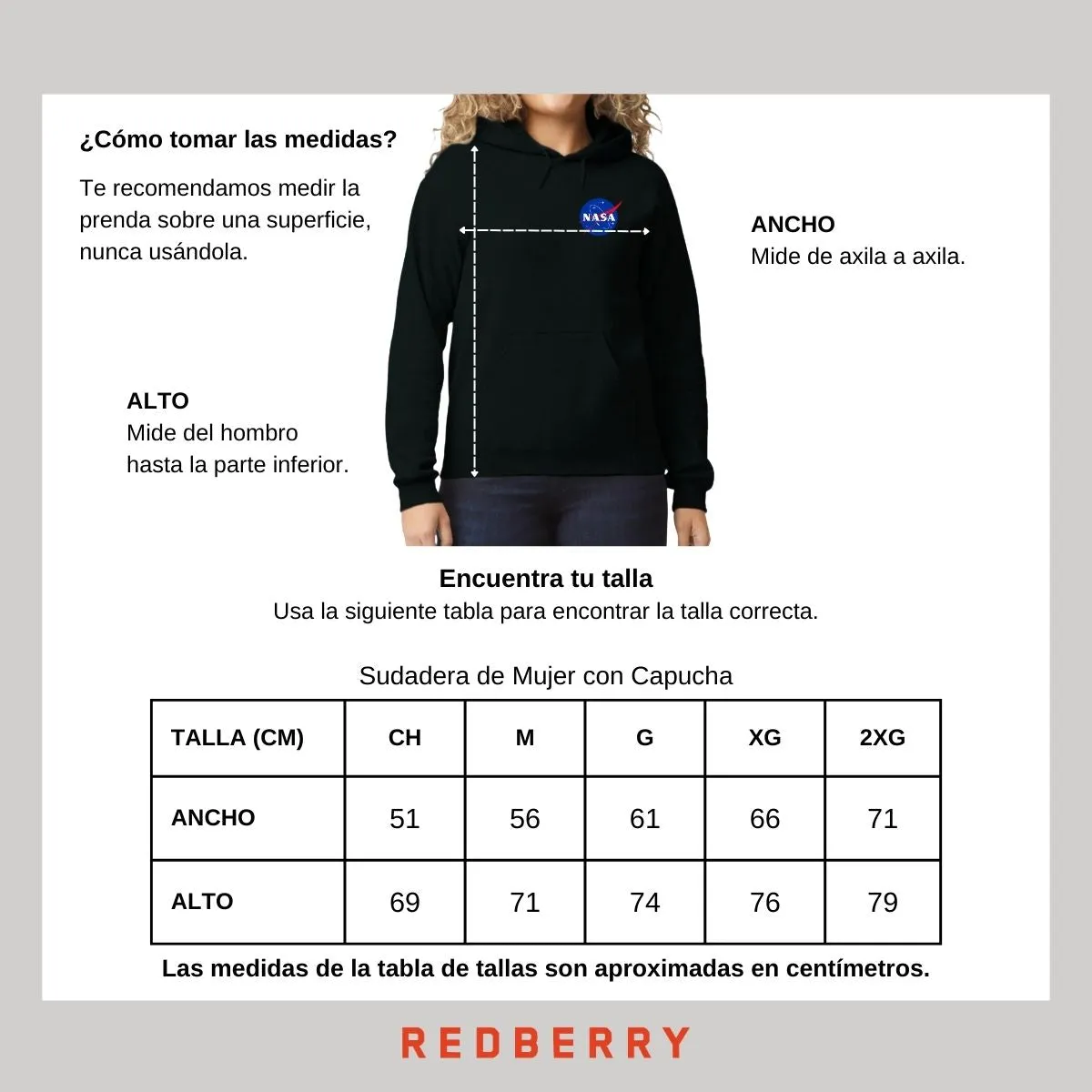 Sudadera Mujer Hoodie Nasa Logo Espacial Escudo