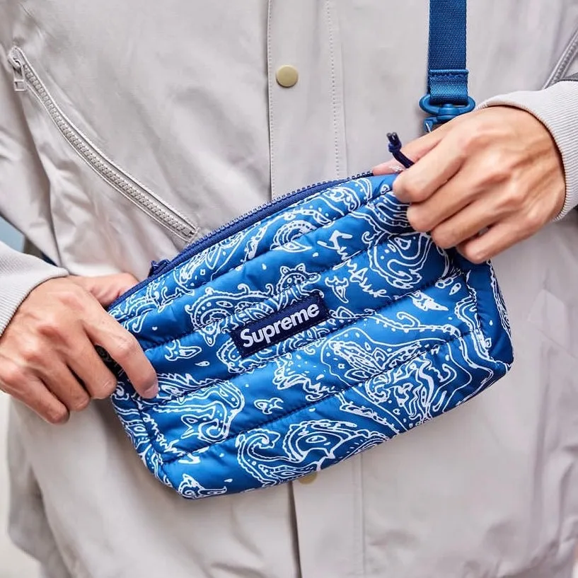 Supreme Puffer Side Bag Blue Paisley