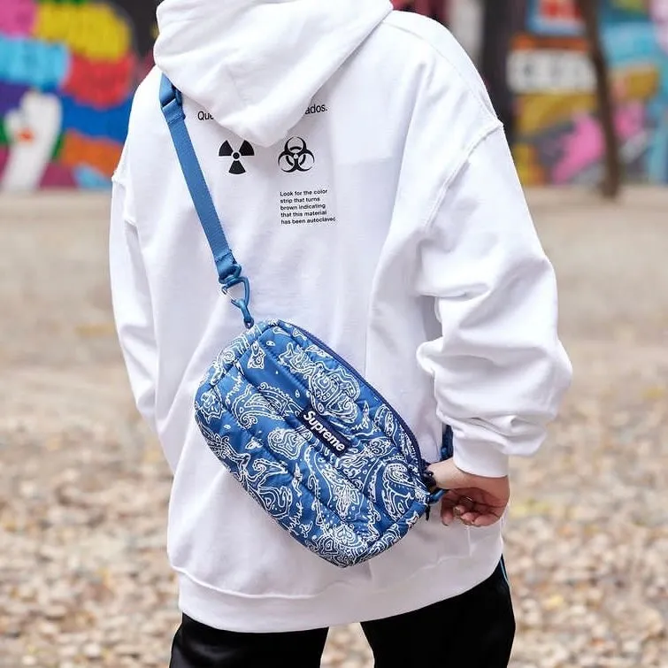 Supreme Puffer Side Bag Blue Paisley