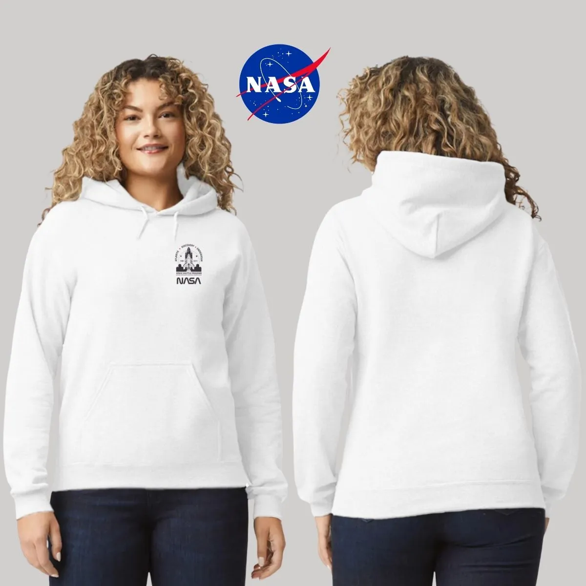 Sweater Suéter Mujer Hoodie Nasa Cohete Espacial Escudo