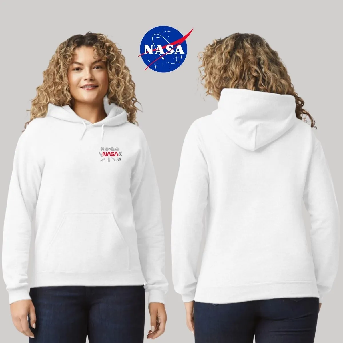 Sweater Suéter Mujer Hoodie Nasa Espacio Escudo