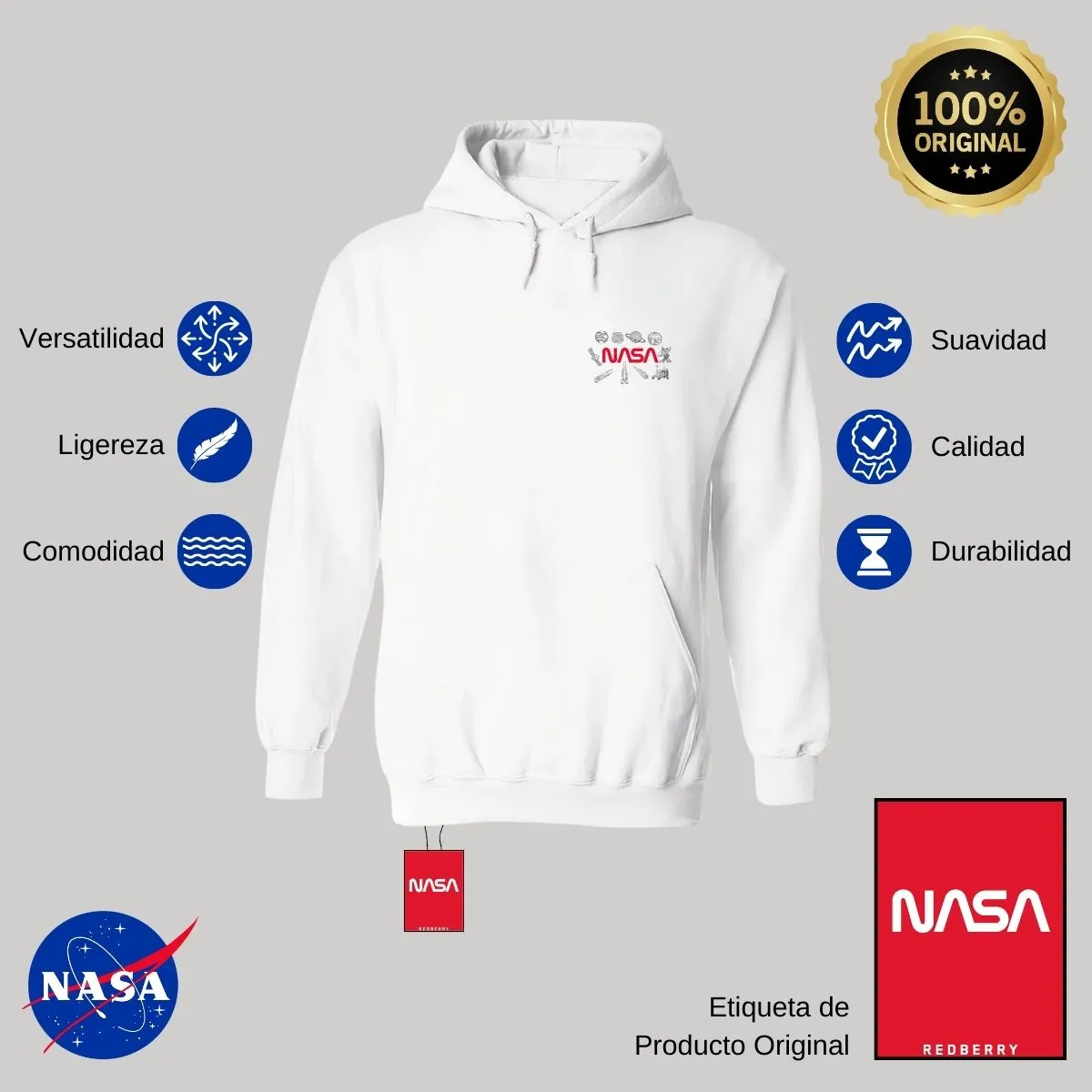 Sweater Suéter Mujer Hoodie Nasa Espacio Escudo