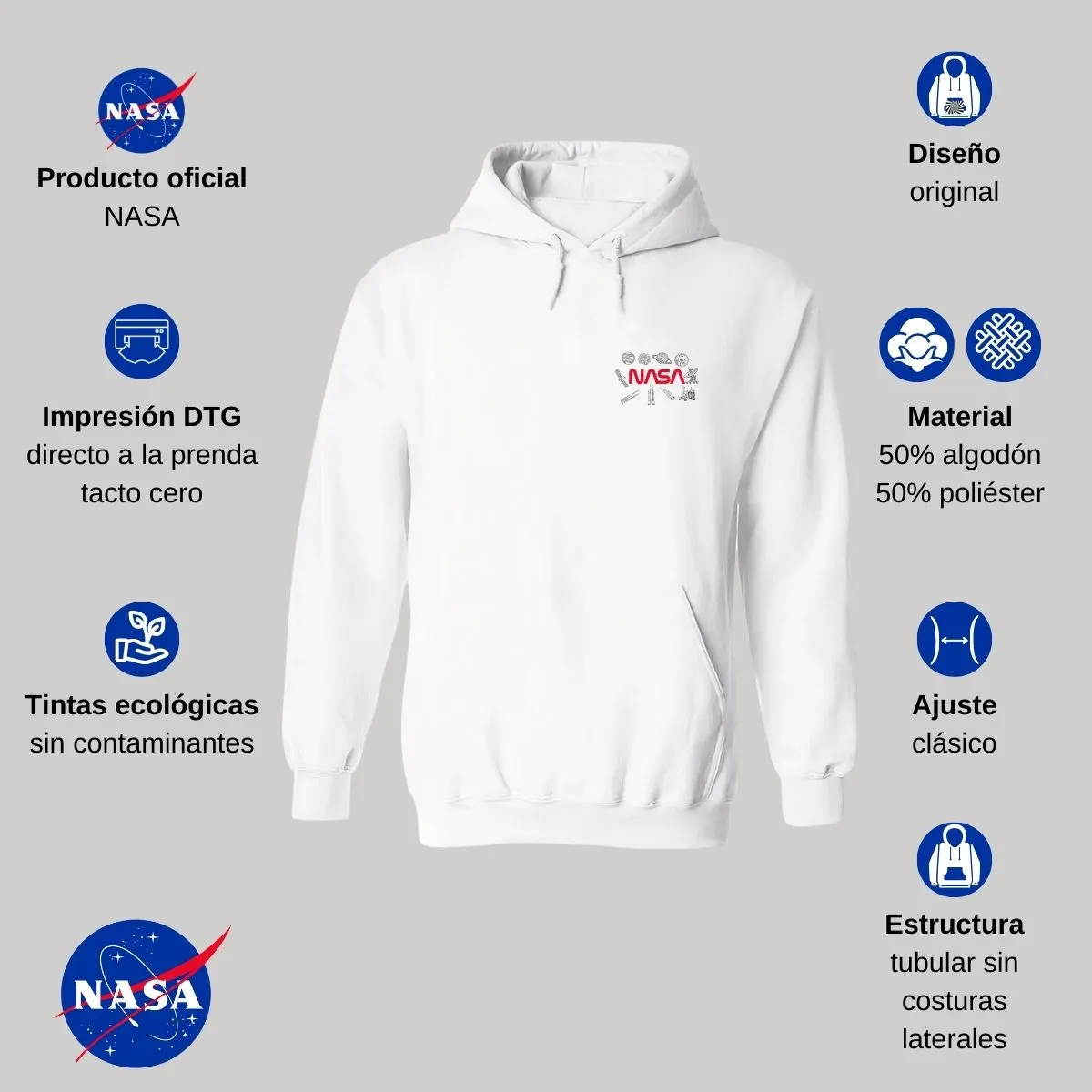 Sweater Suéter Mujer Hoodie Nasa Espacio Escudo