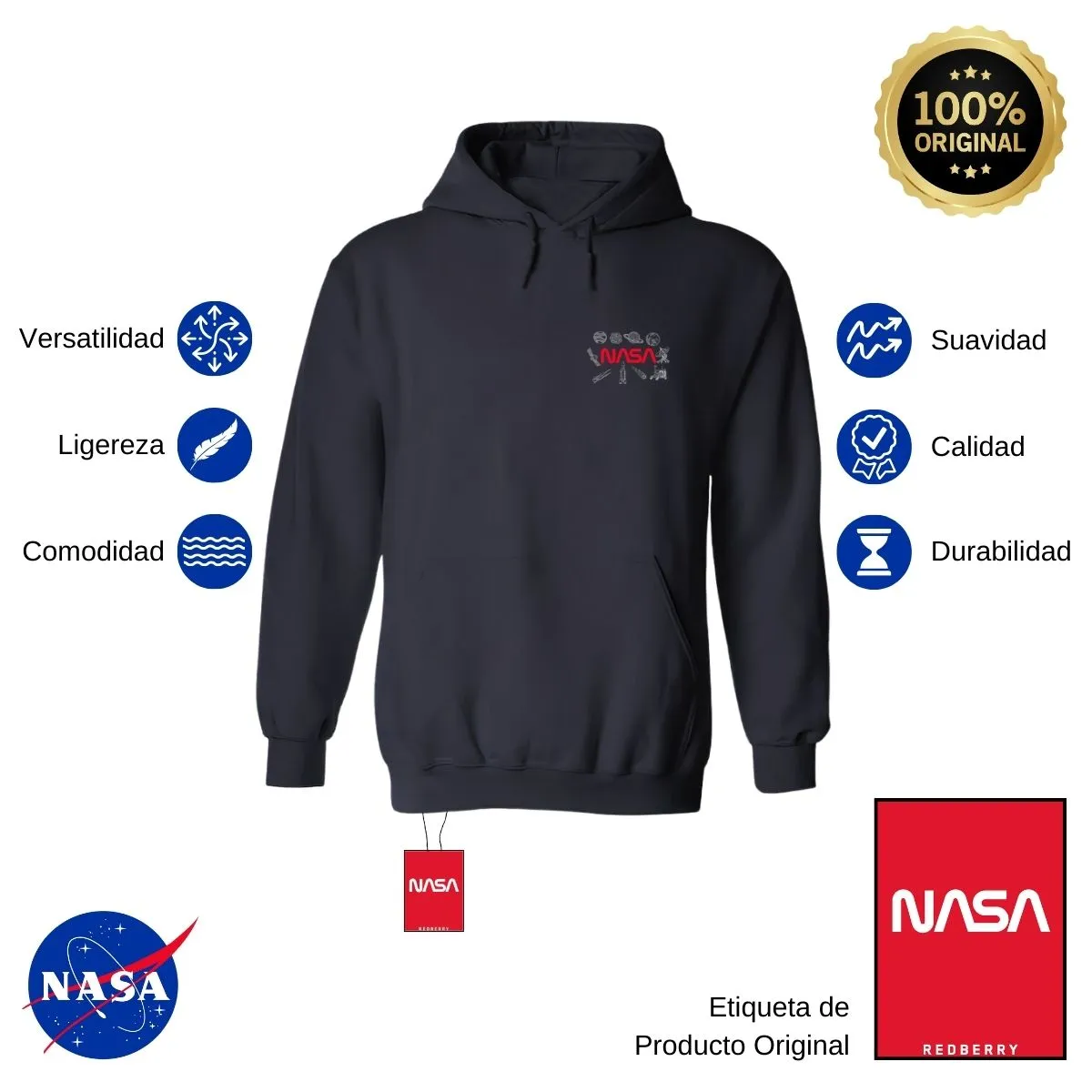 Sweater Suéter Mujer Hoodie Nasa Espacio Escudo