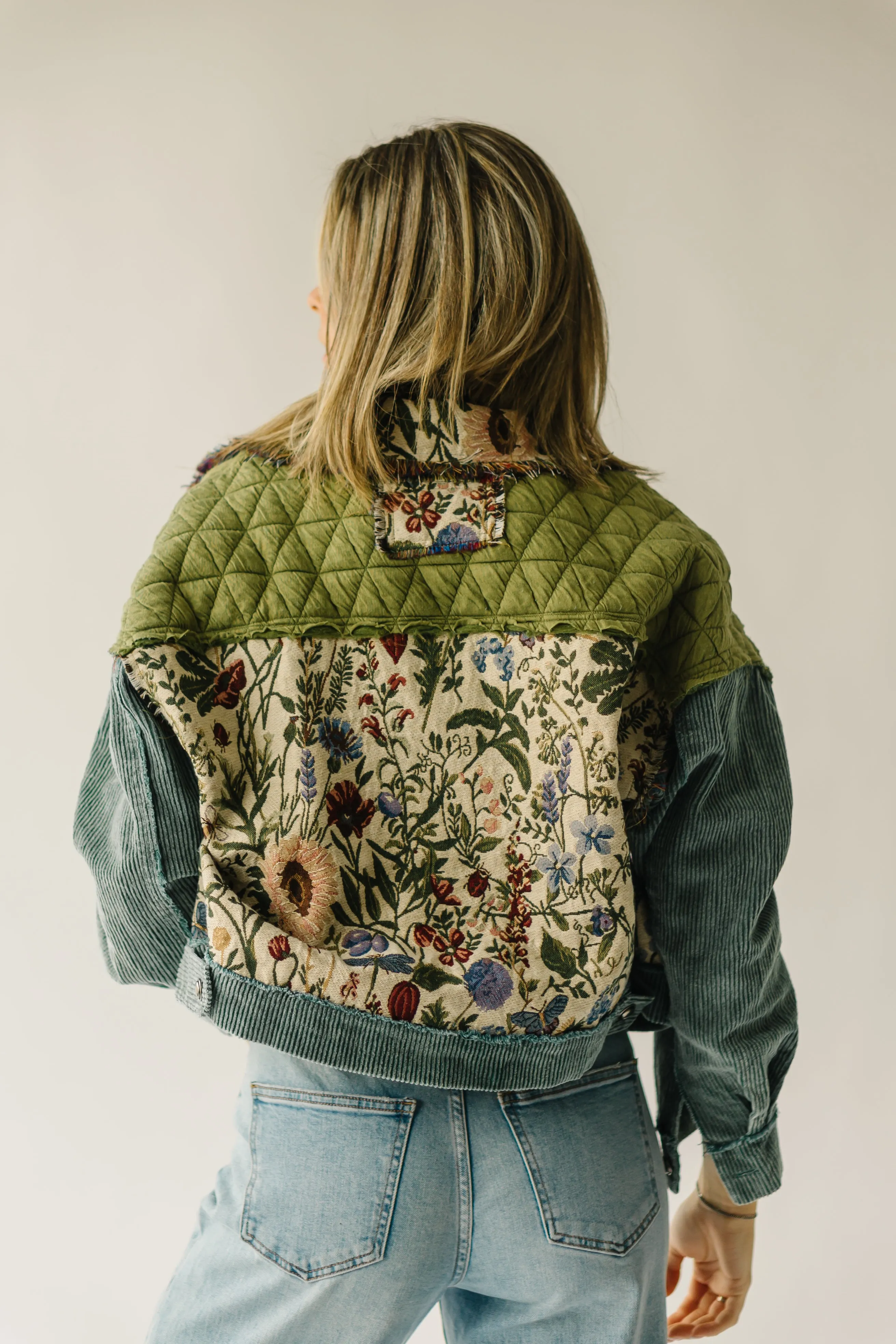 The Dawkins Quilt Panel Jacket in Hunter Green Multi