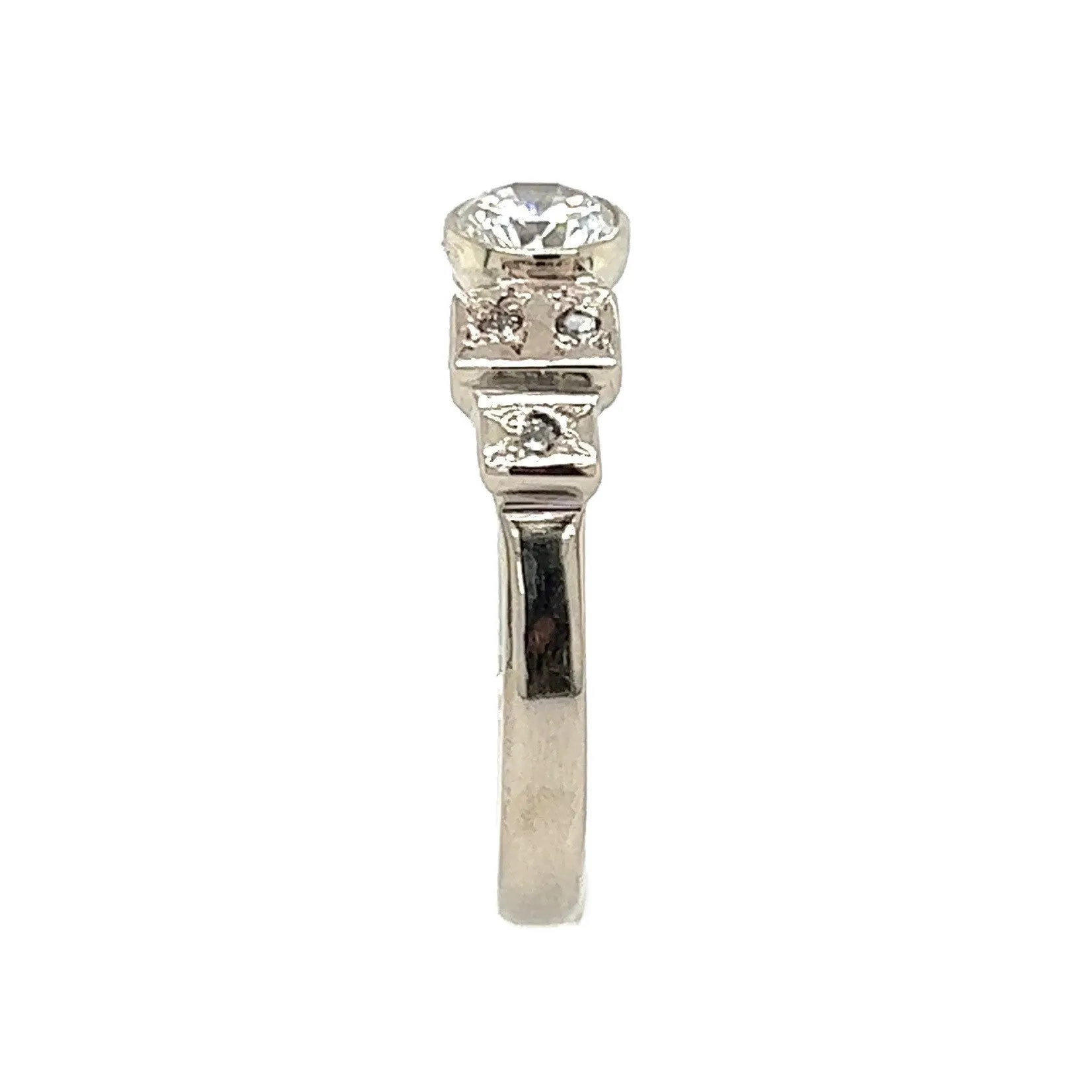 The Deco Bezel- .43ct Reclaimed Diamond & 14k white Gold