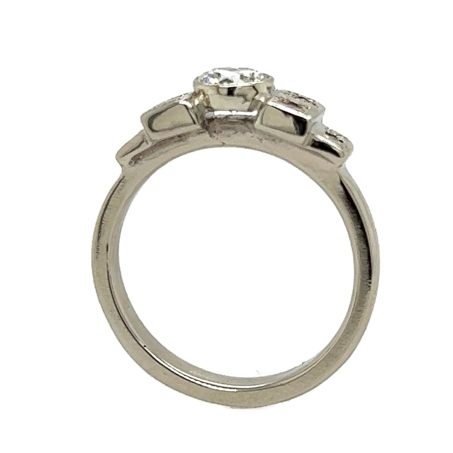 The Deco Bezel- .43ct Reclaimed Diamond & 14k white Gold