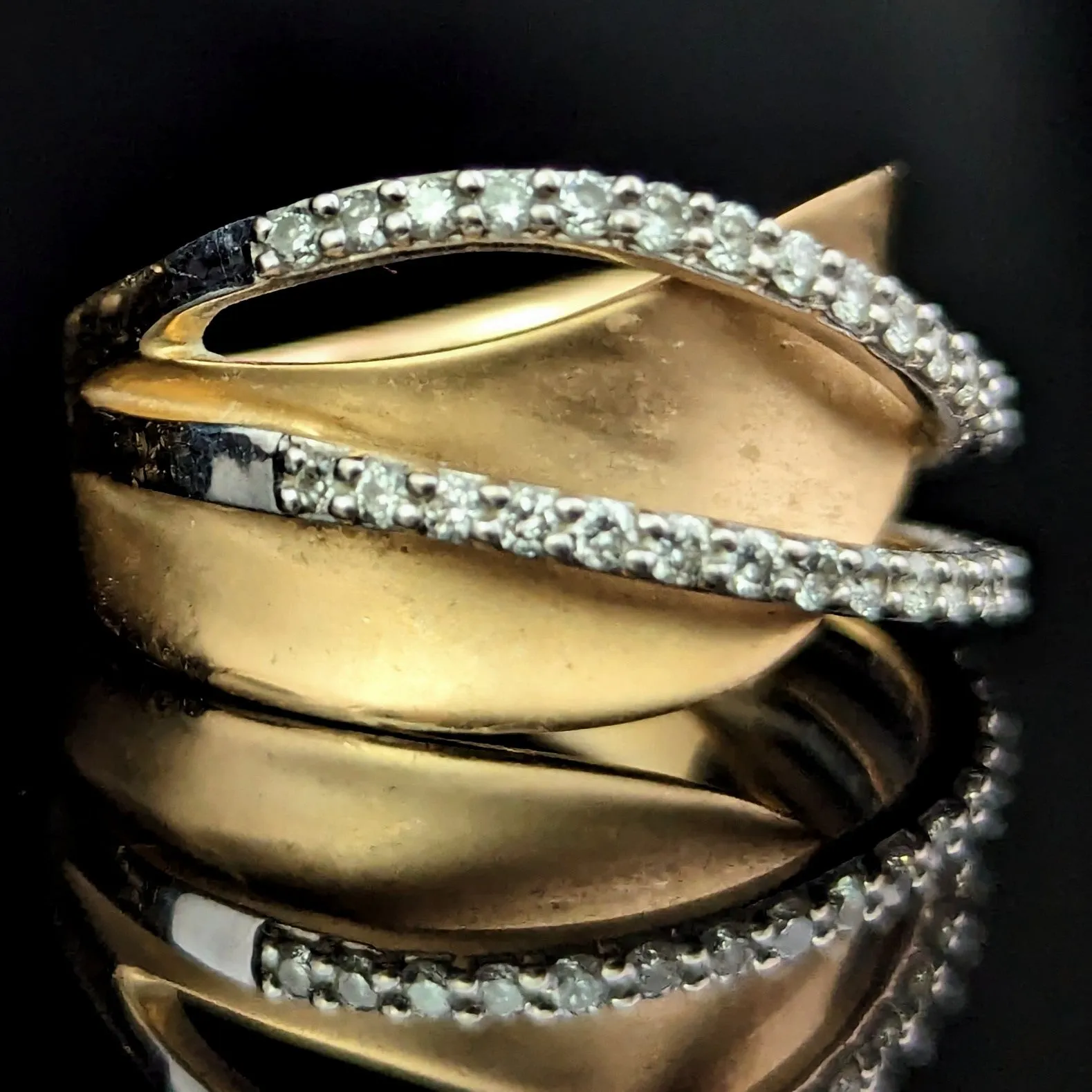 The Elkin - Estate 14k Gold Diamond Ribbon Ring