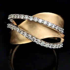 The Elkin - Estate 14k Gold Diamond Ribbon Ring