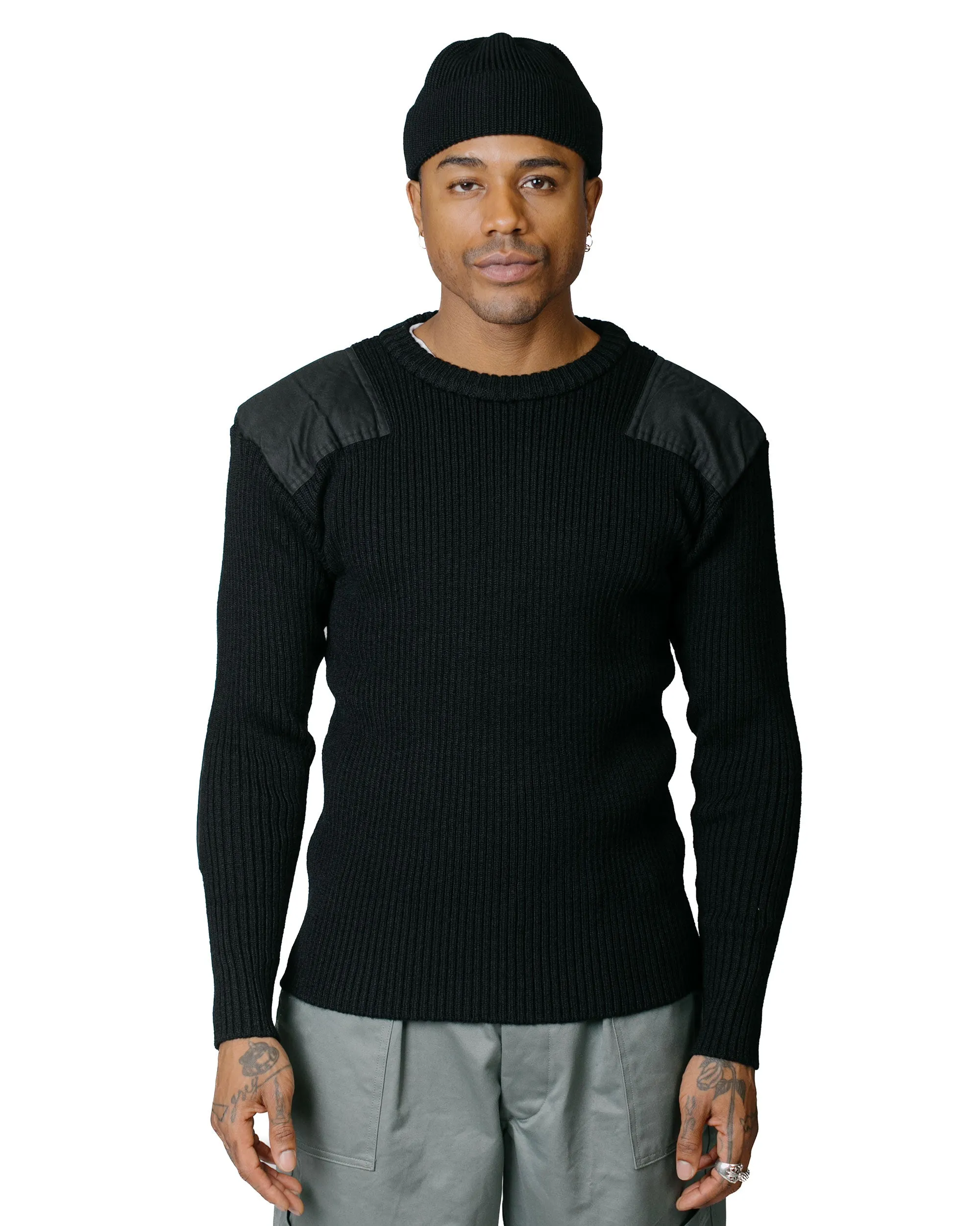 The Real McCoy's MC23104 Sweater, Service Wool Black