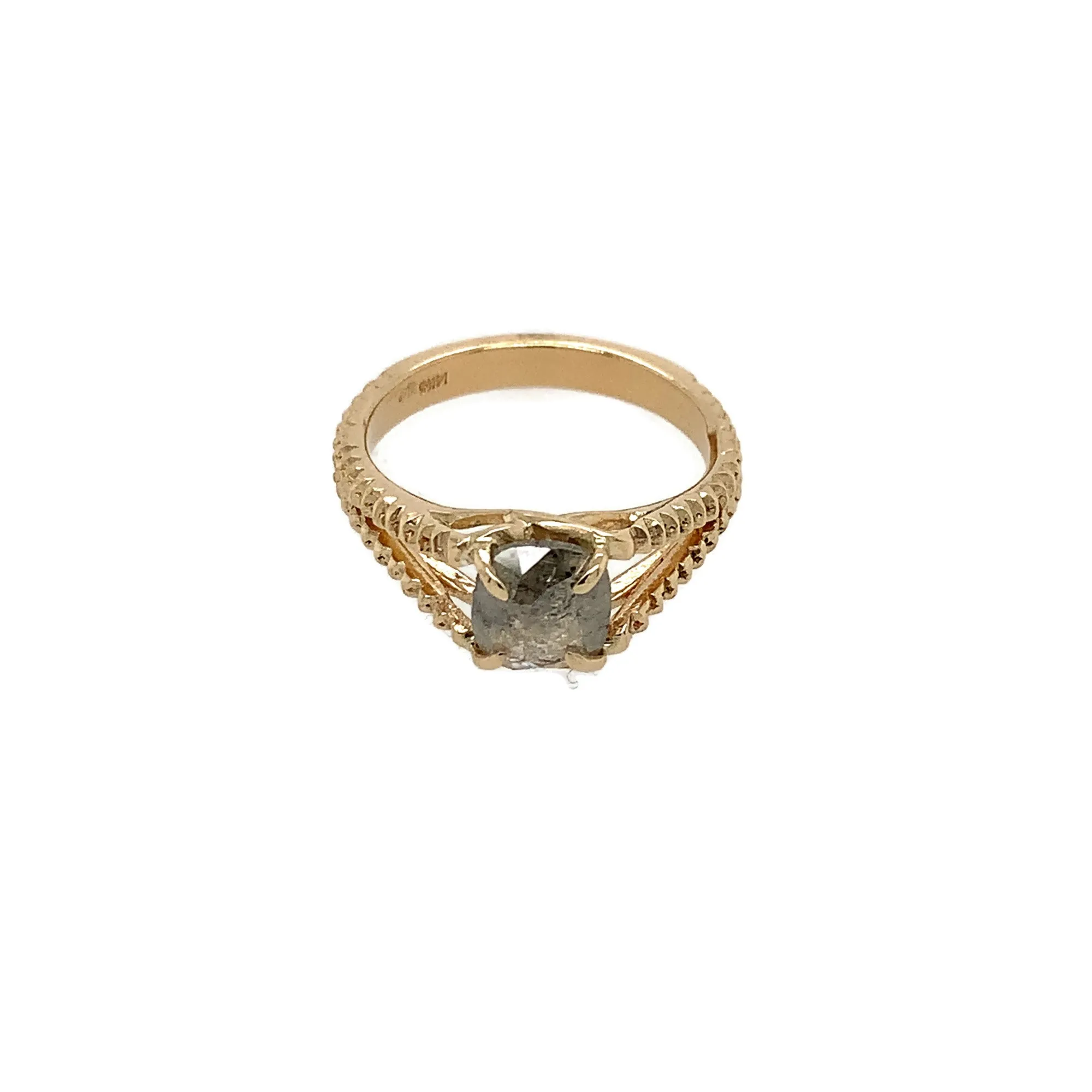 The Scaly Split - Salt & Pepper Diamond & 14k Yellow Gold