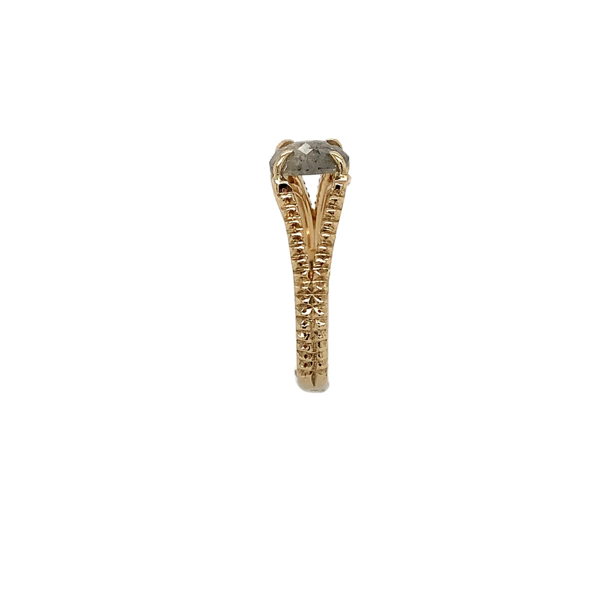 The Scaly Split - Salt & Pepper Diamond & 14k Yellow Gold