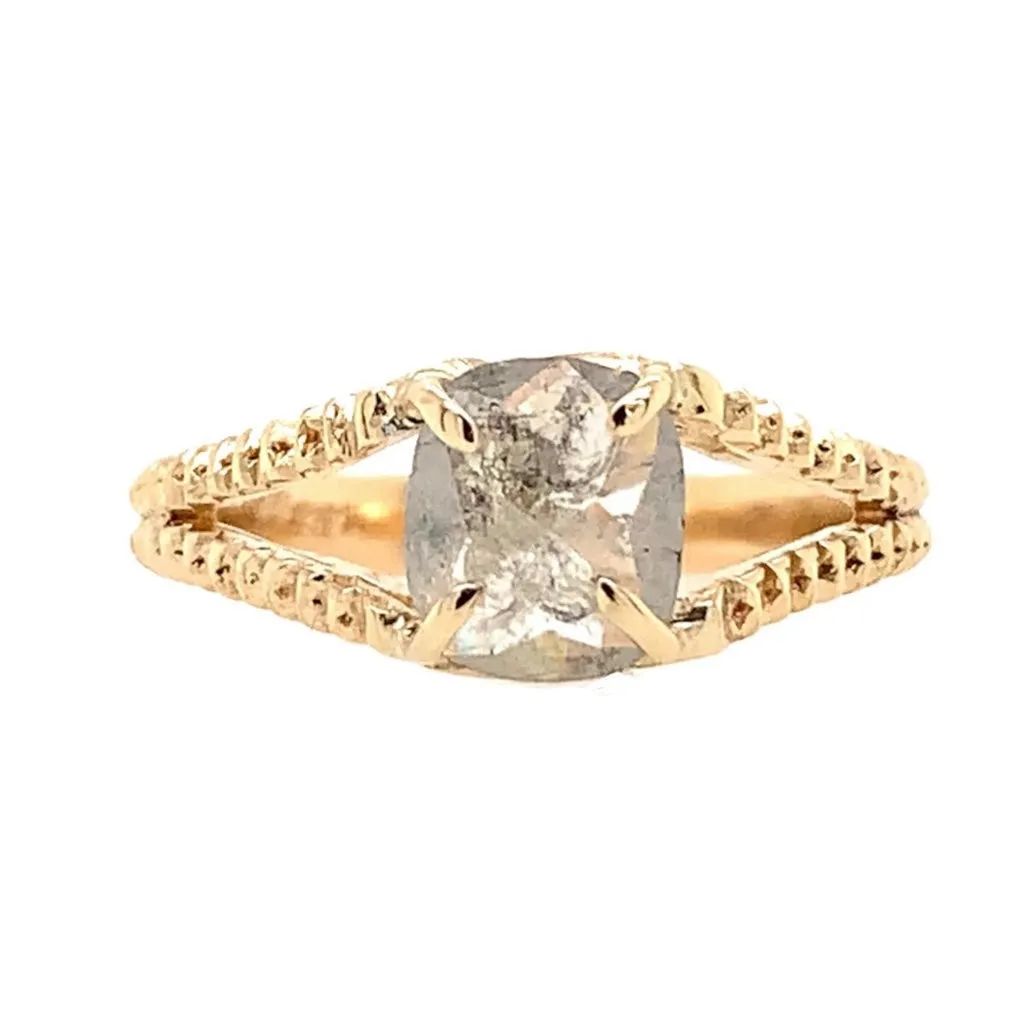 The Scaly Split - Salt & Pepper Diamond & 14k Yellow Gold