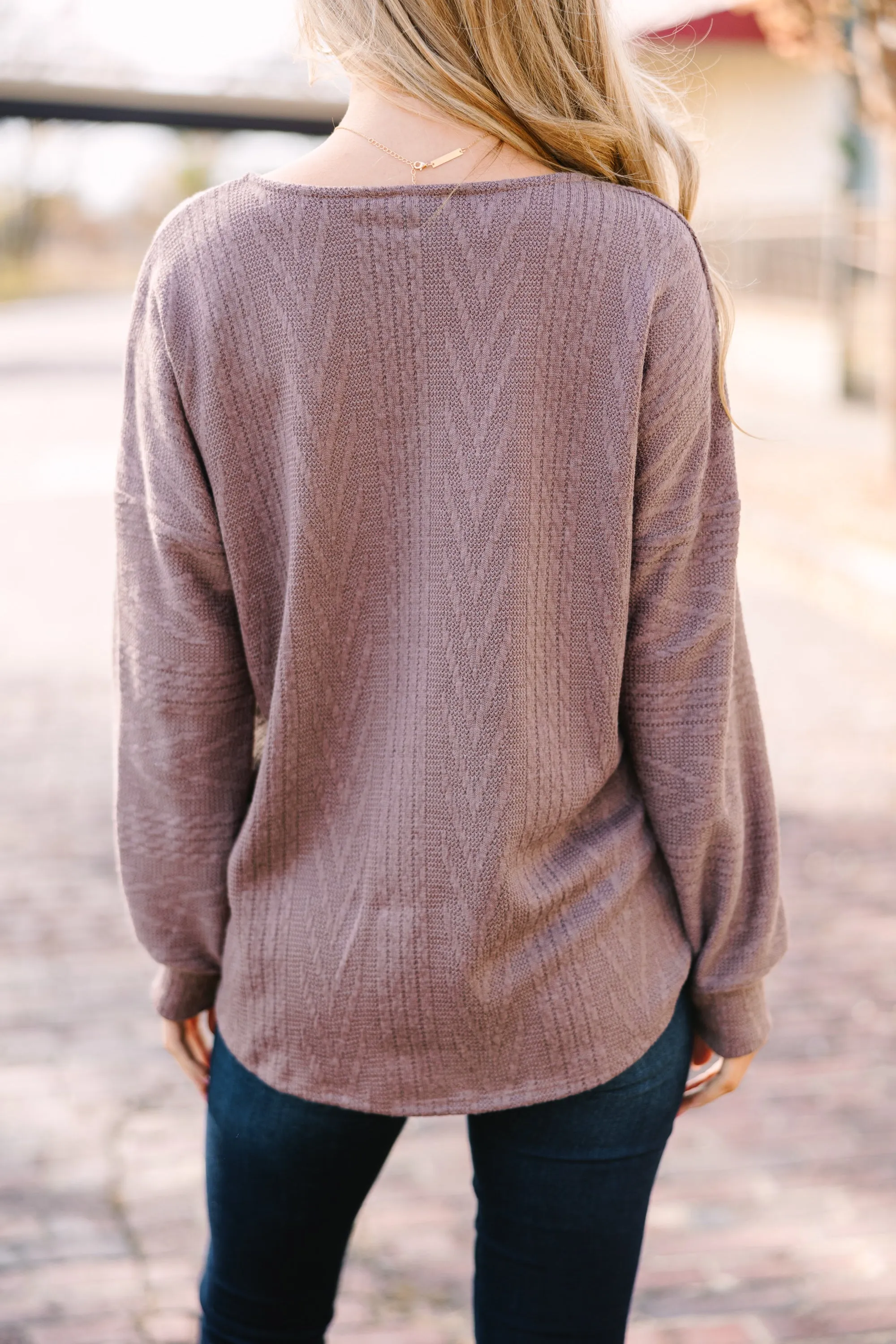 The Slouchy Mushroom Brown Cable Knit Top