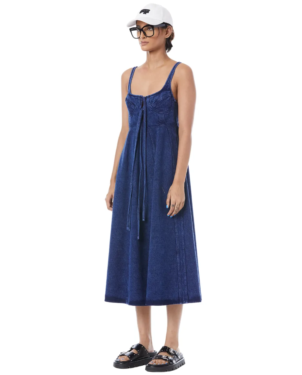 Tie Up Midi Dress Blue