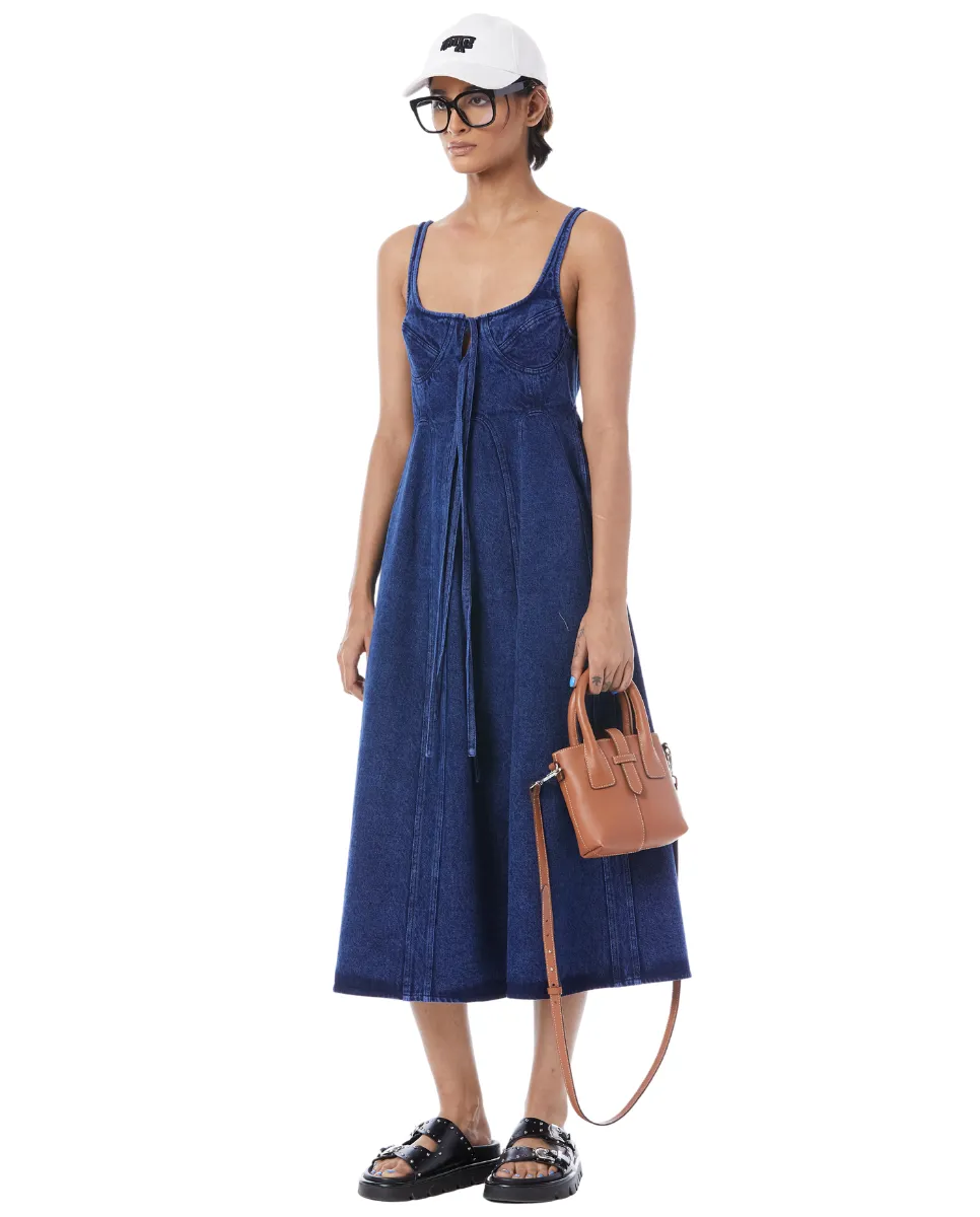 Tie Up Midi Dress Blue