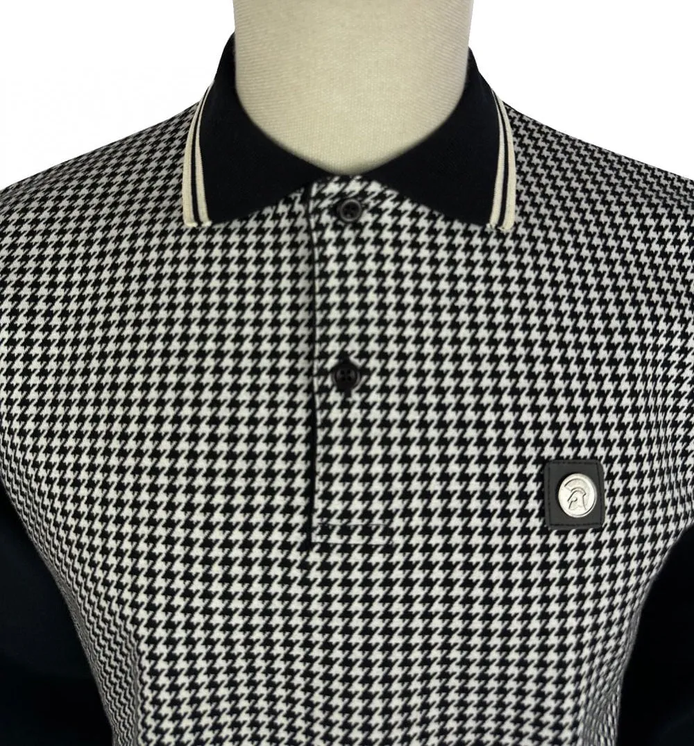 Trojan Houndstooth Panel L/S Polo Black