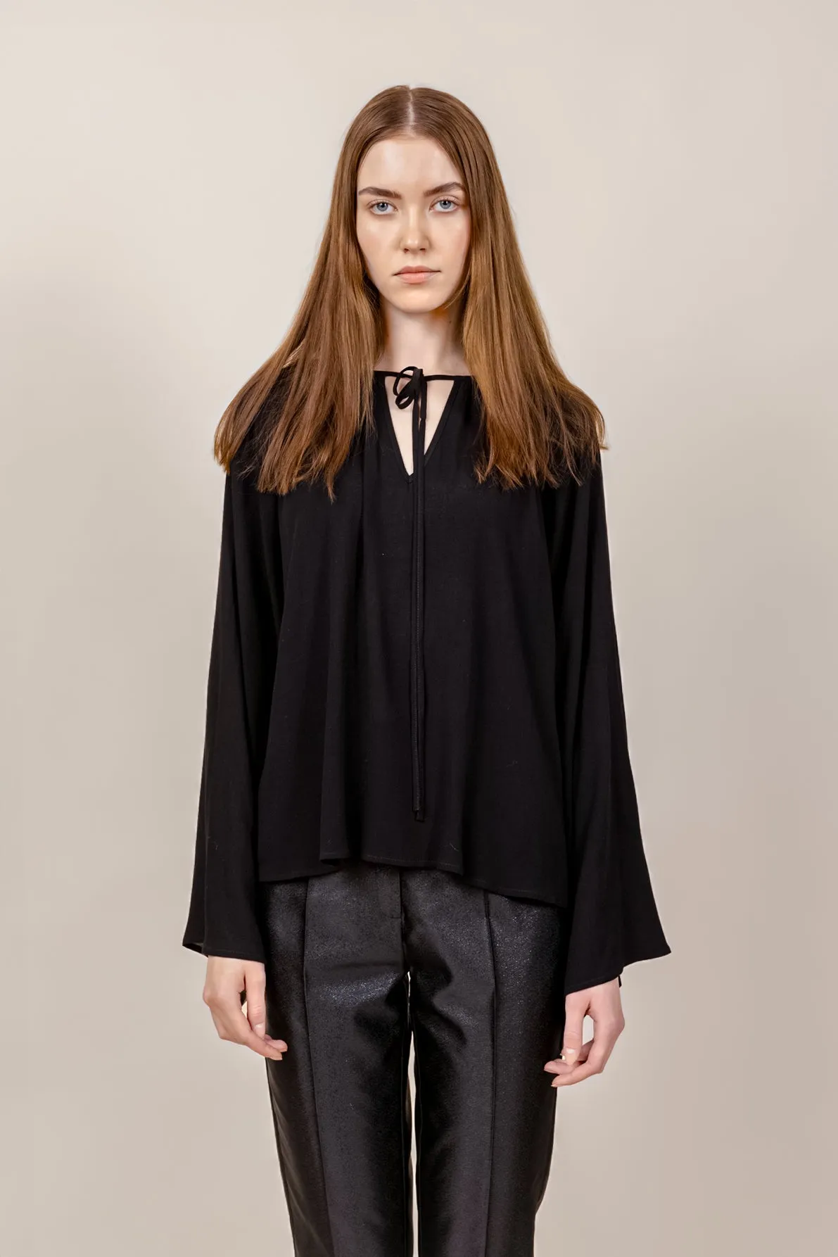 TUNDRA crepe blouse in black