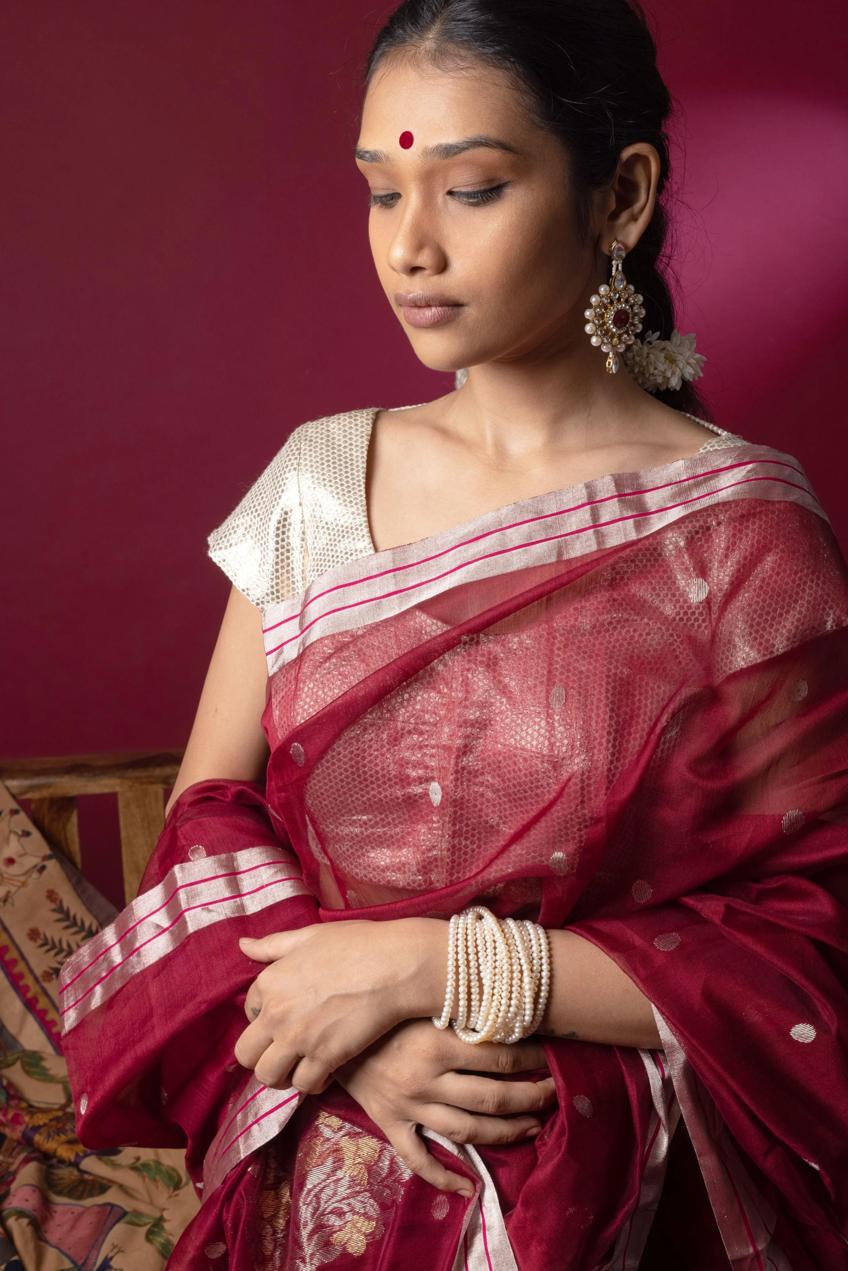 Utsav- Ruby silk cotton Chanderi saree