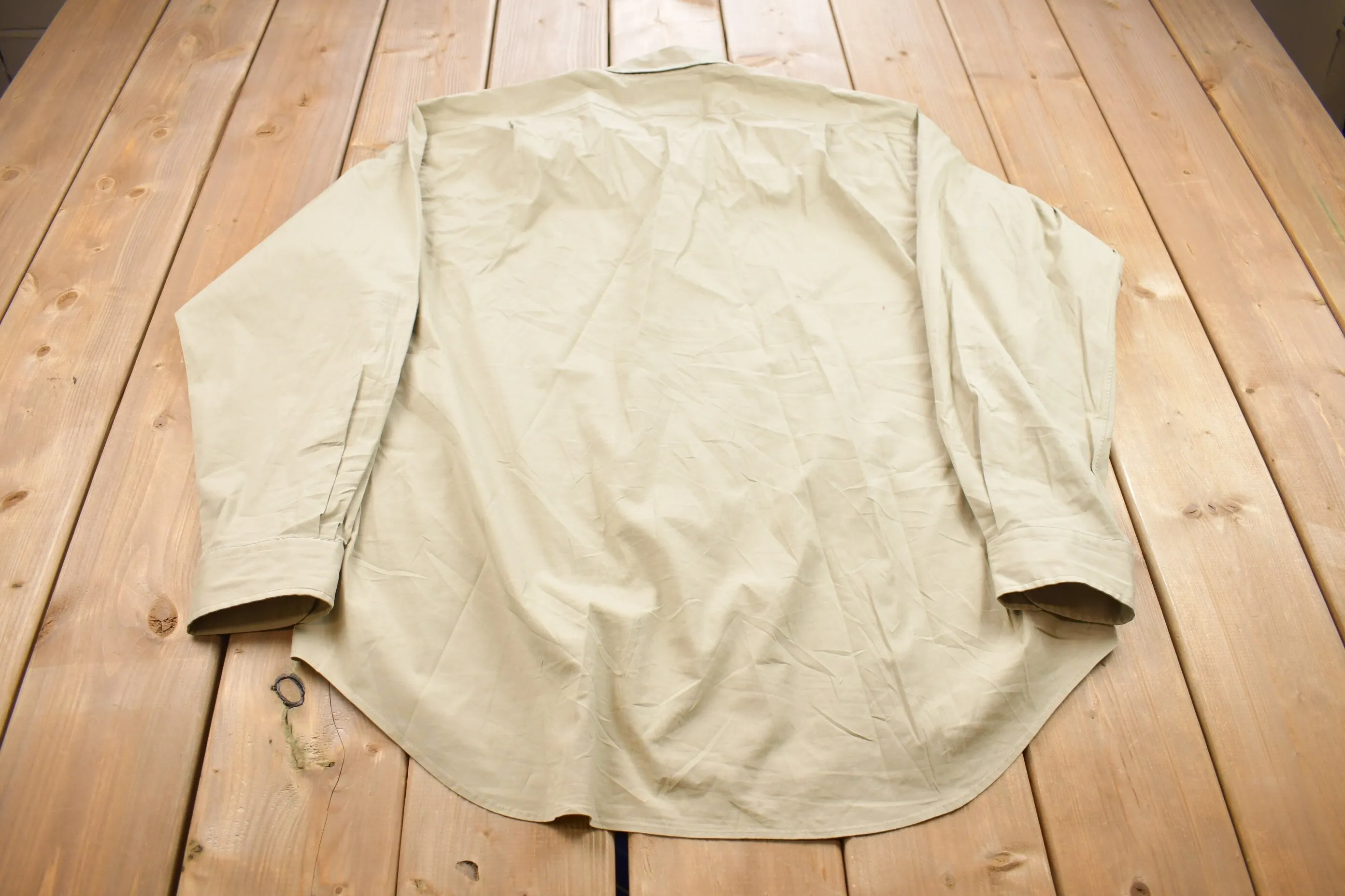 Vintage 1990s Ralph Lauren Beige Button Up Shirt / 1990s Button Up / Vintage Flannel / Basic Button Up /