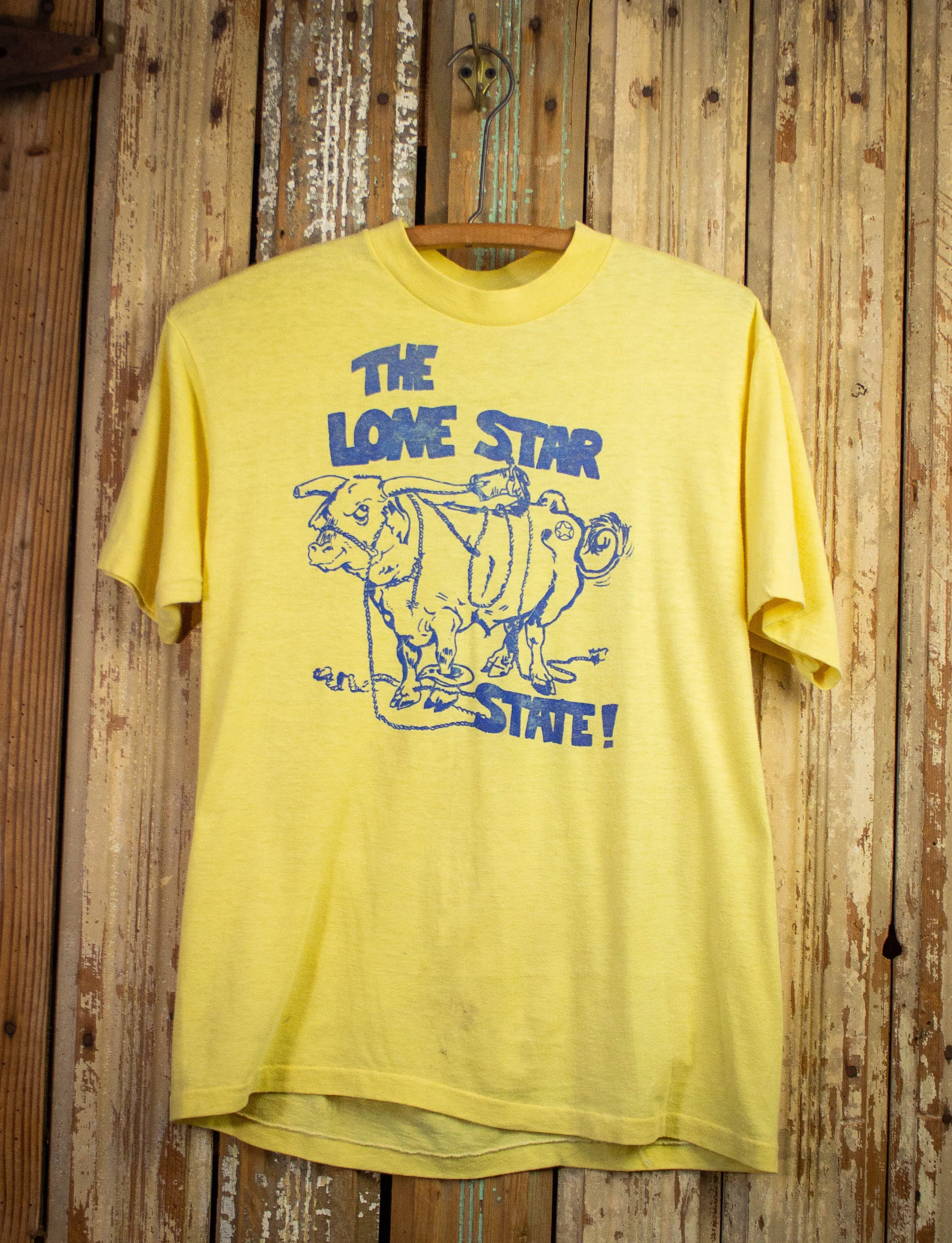 Vintage Lone Star State Graphic T Shirt 80s Yellow Medium