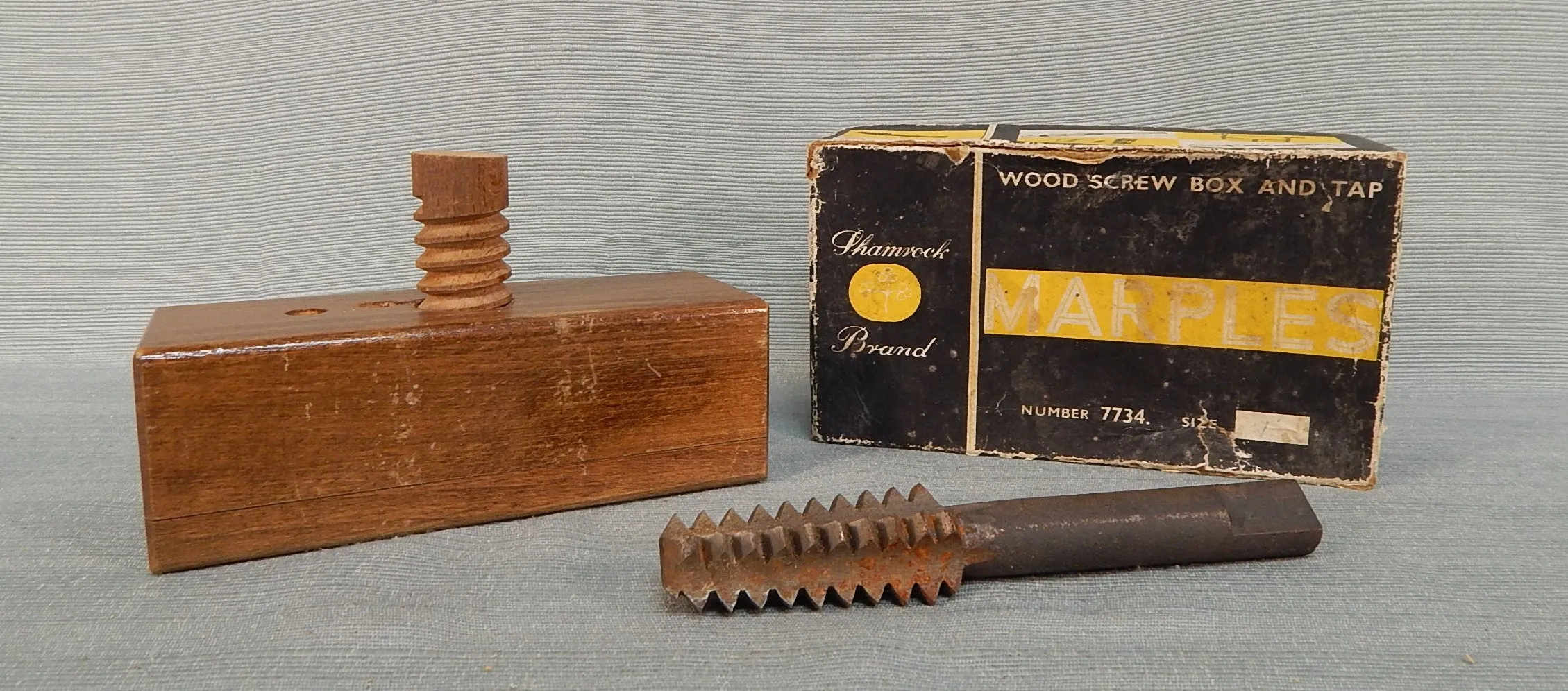 Vintage Marples Wood Screw Box with 1" Tap